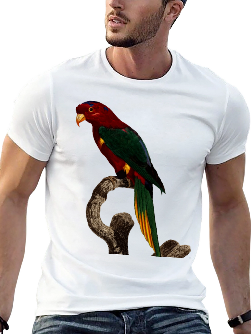 Parrot Print Black T-Shirt
