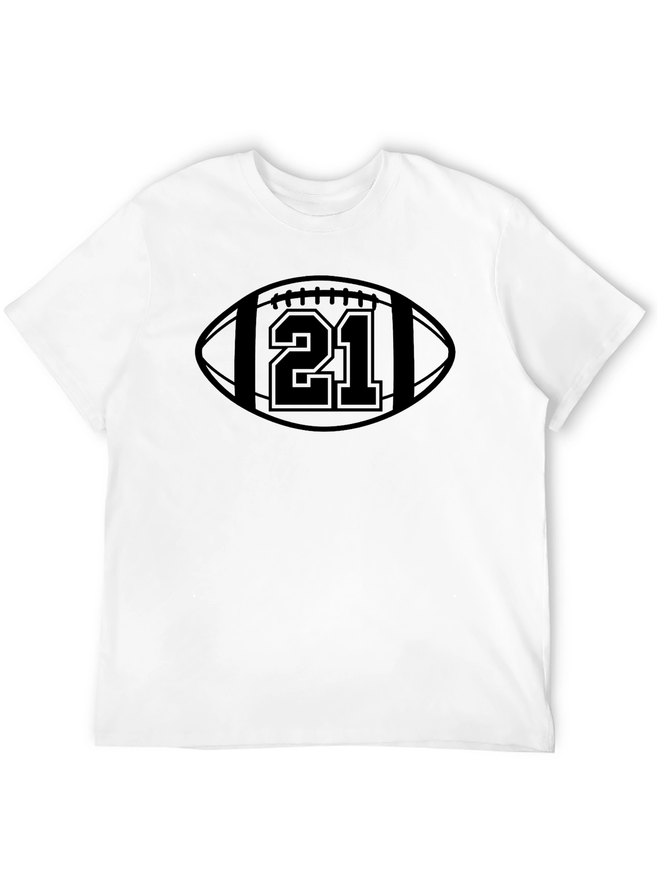 Football Number 21 Graphic Tee - Black