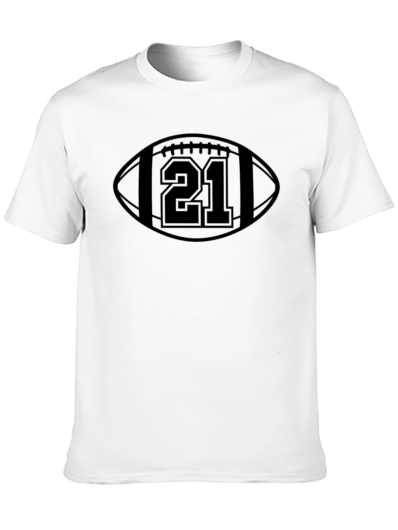 Football Number 21 Graphic Tee - Black
