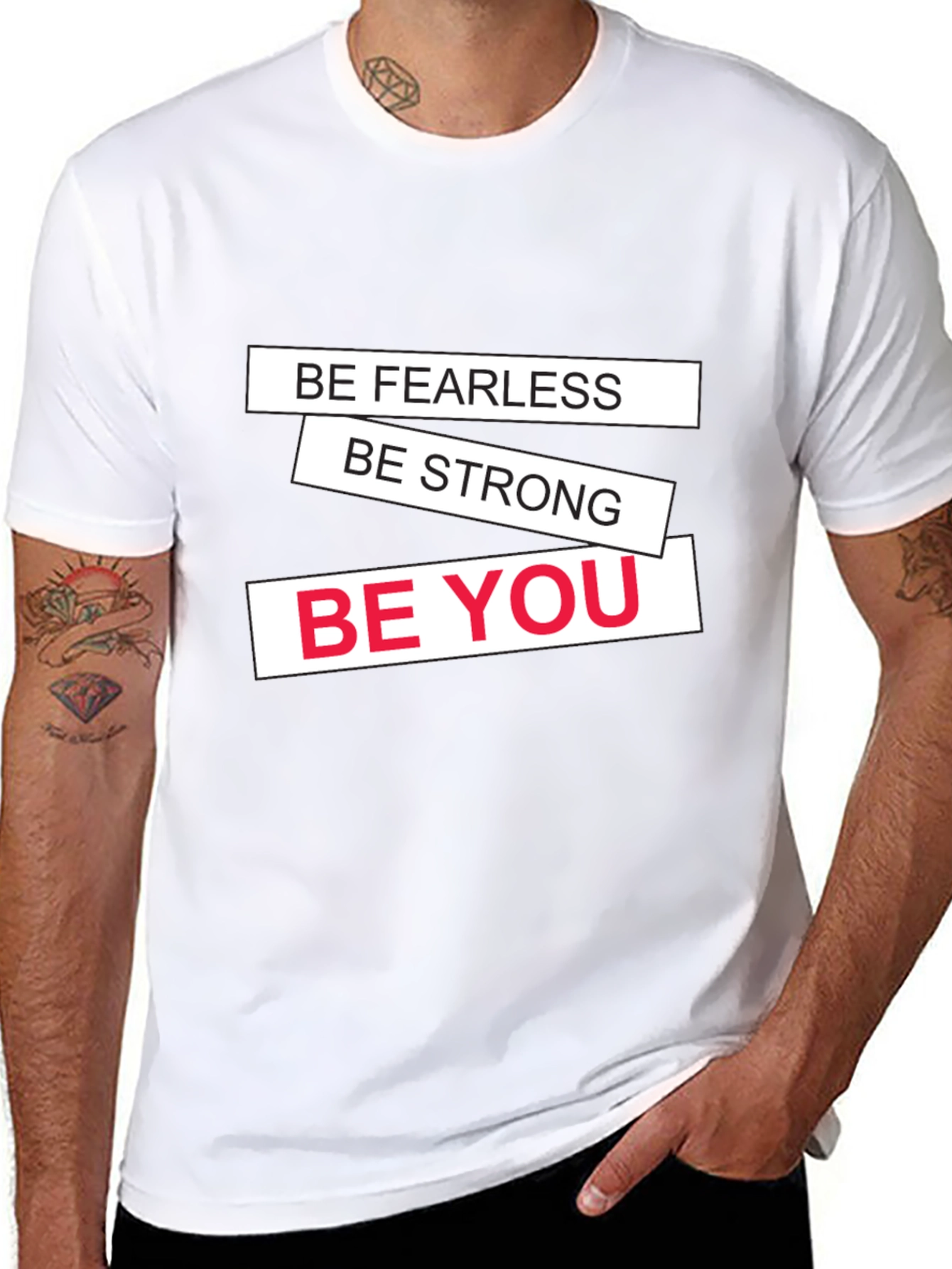 Motivational Black T-Shirt: Be Fearless Strong You