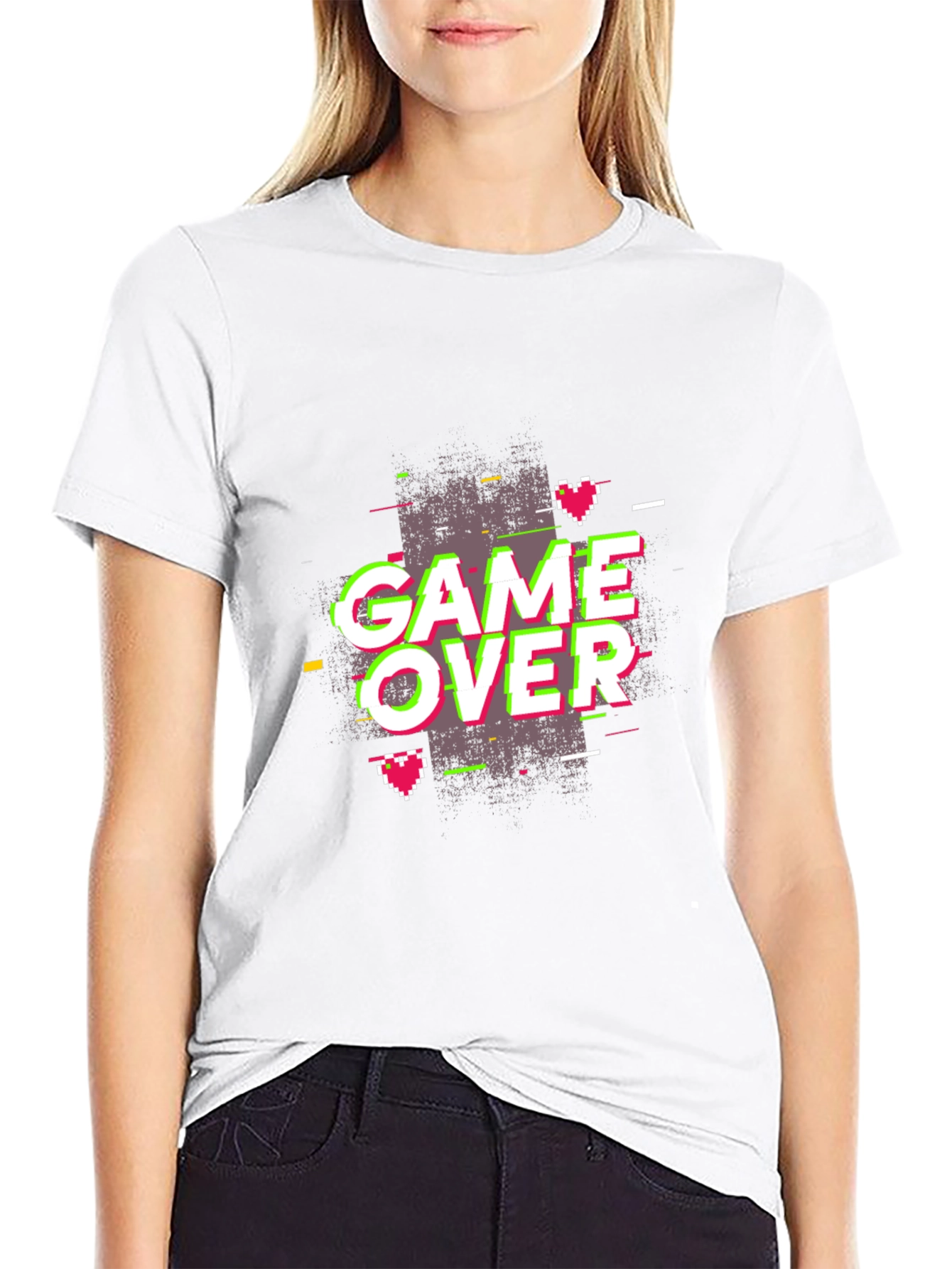 Game Over Graphic Print Tee - Black