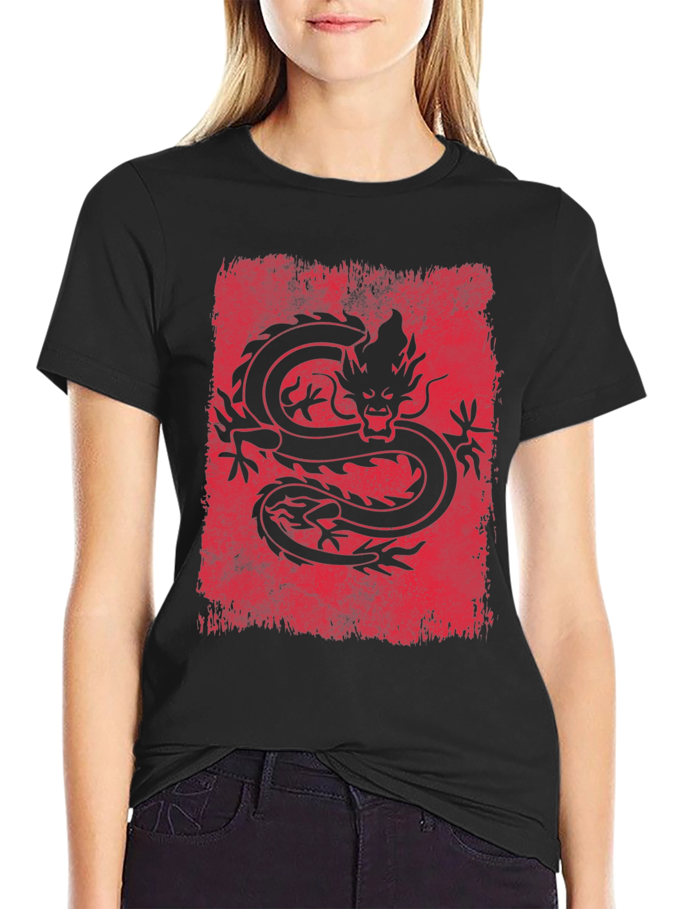 Dragon Graphic Tee - Mens Black Short Sleeve T-Shirt