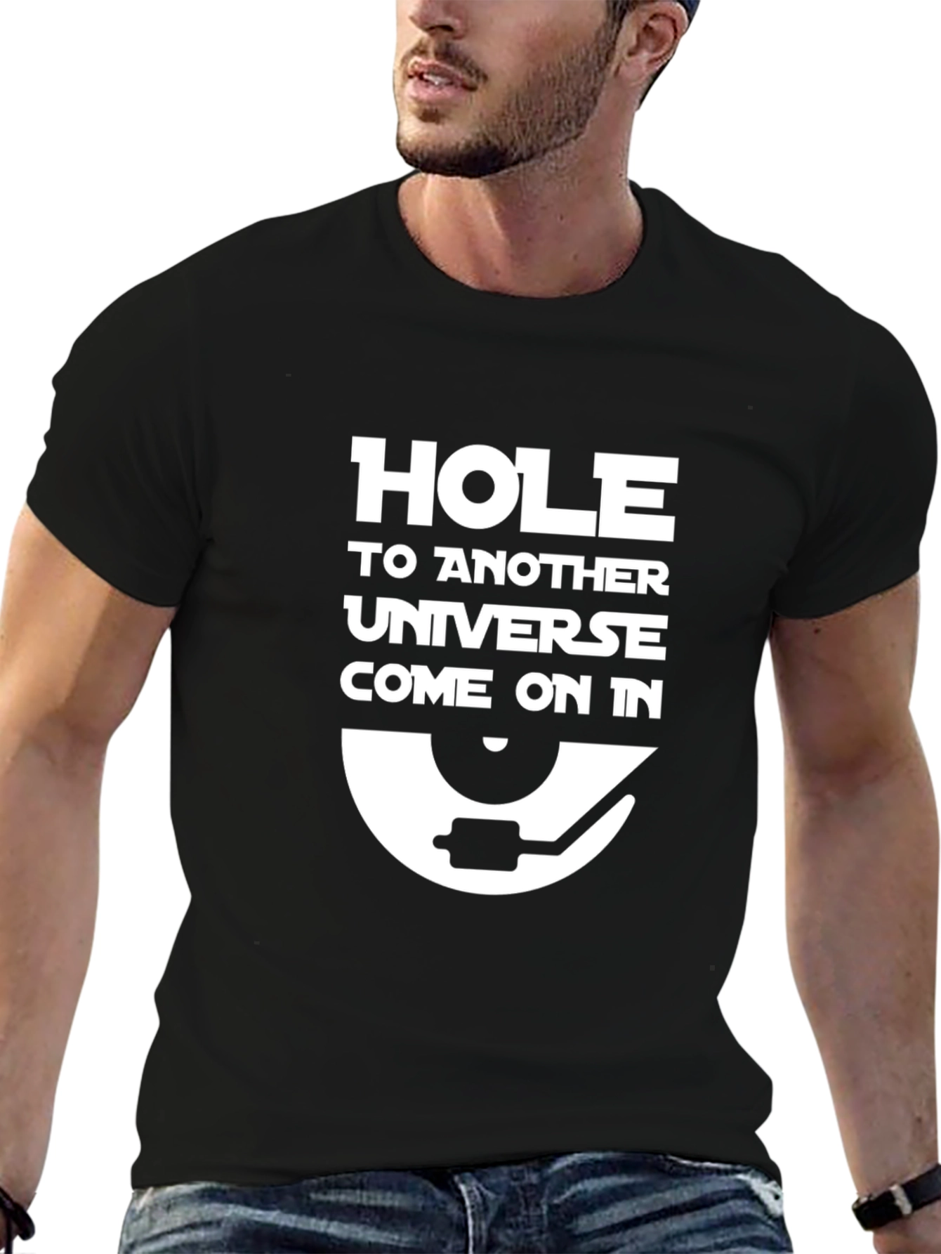 Hole to Another Universe Black Graphic Tee