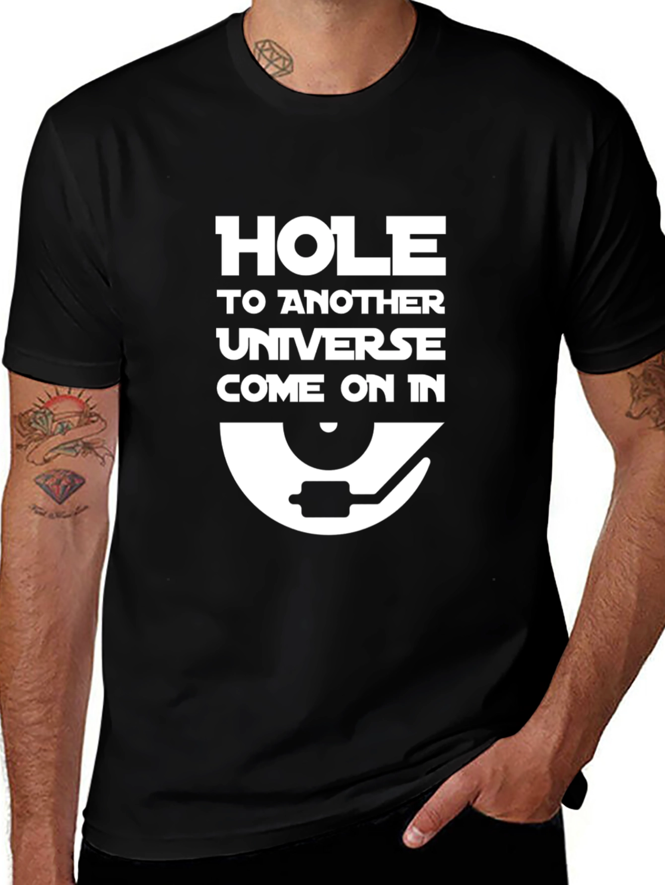 Hole to Another Universe Black Graphic Tee