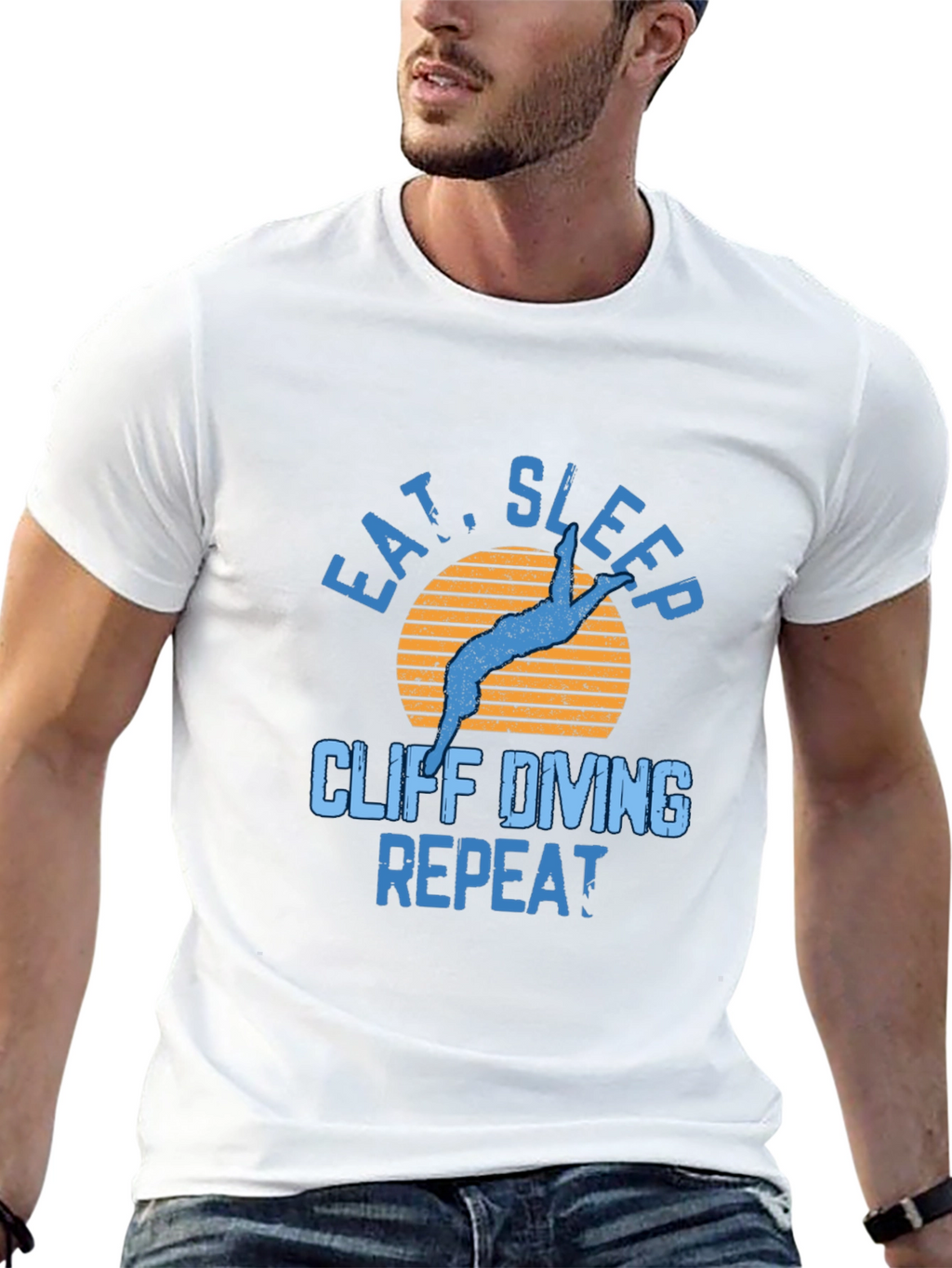Cliff Diving T-Shirt - Eat Sleep Repeat