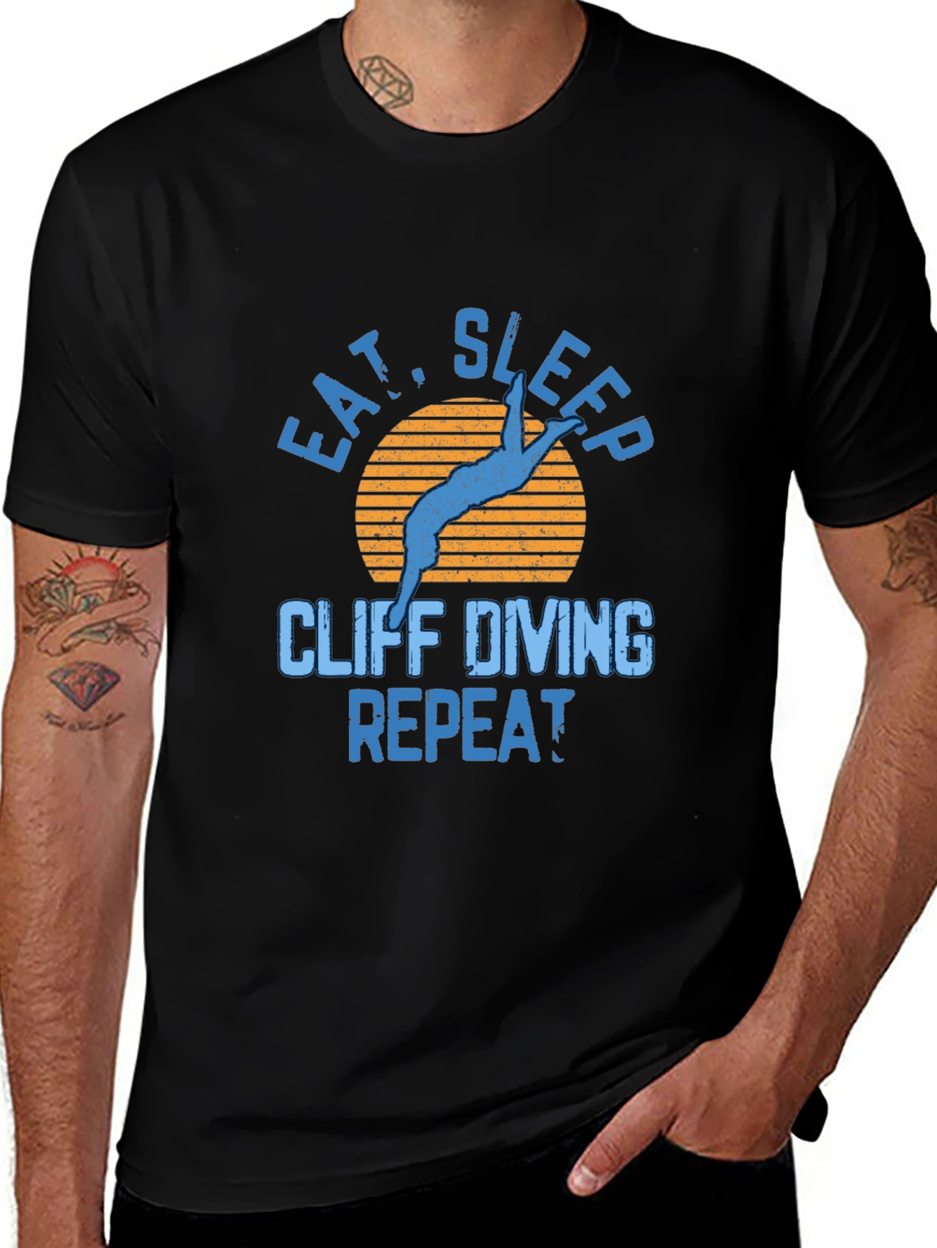 Cliff Diving T-Shirt - Eat Sleep Repeat