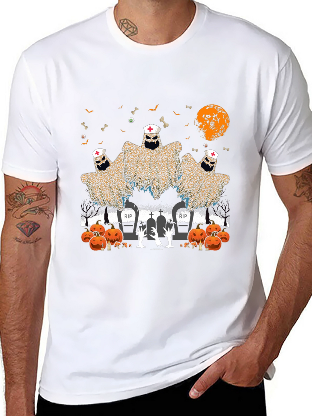 Halloween Nurse Ghost Graphic Tee