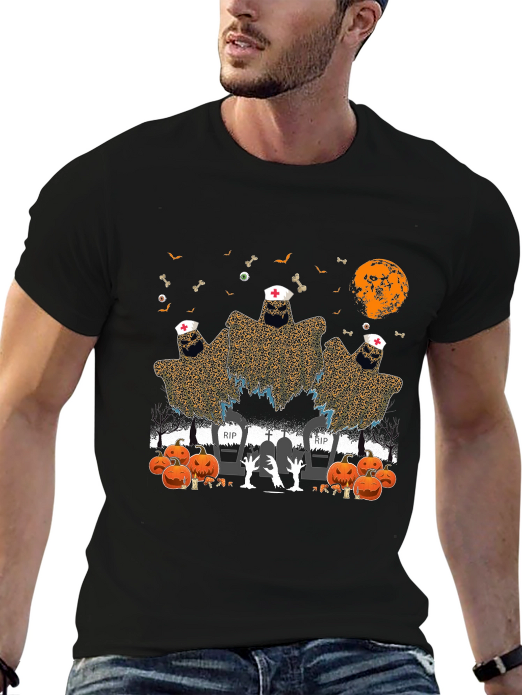Halloween Nurse Ghost Graphic Tee