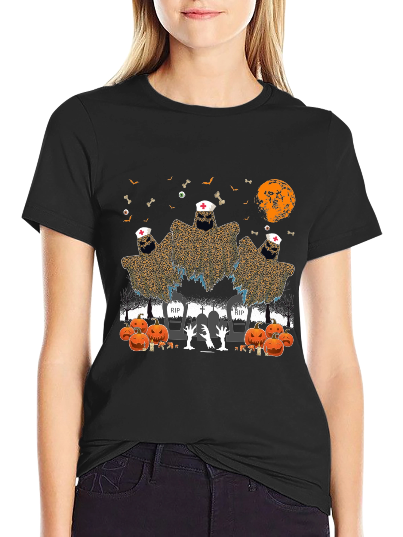 Halloween Nurse Ghost Graphic Tee