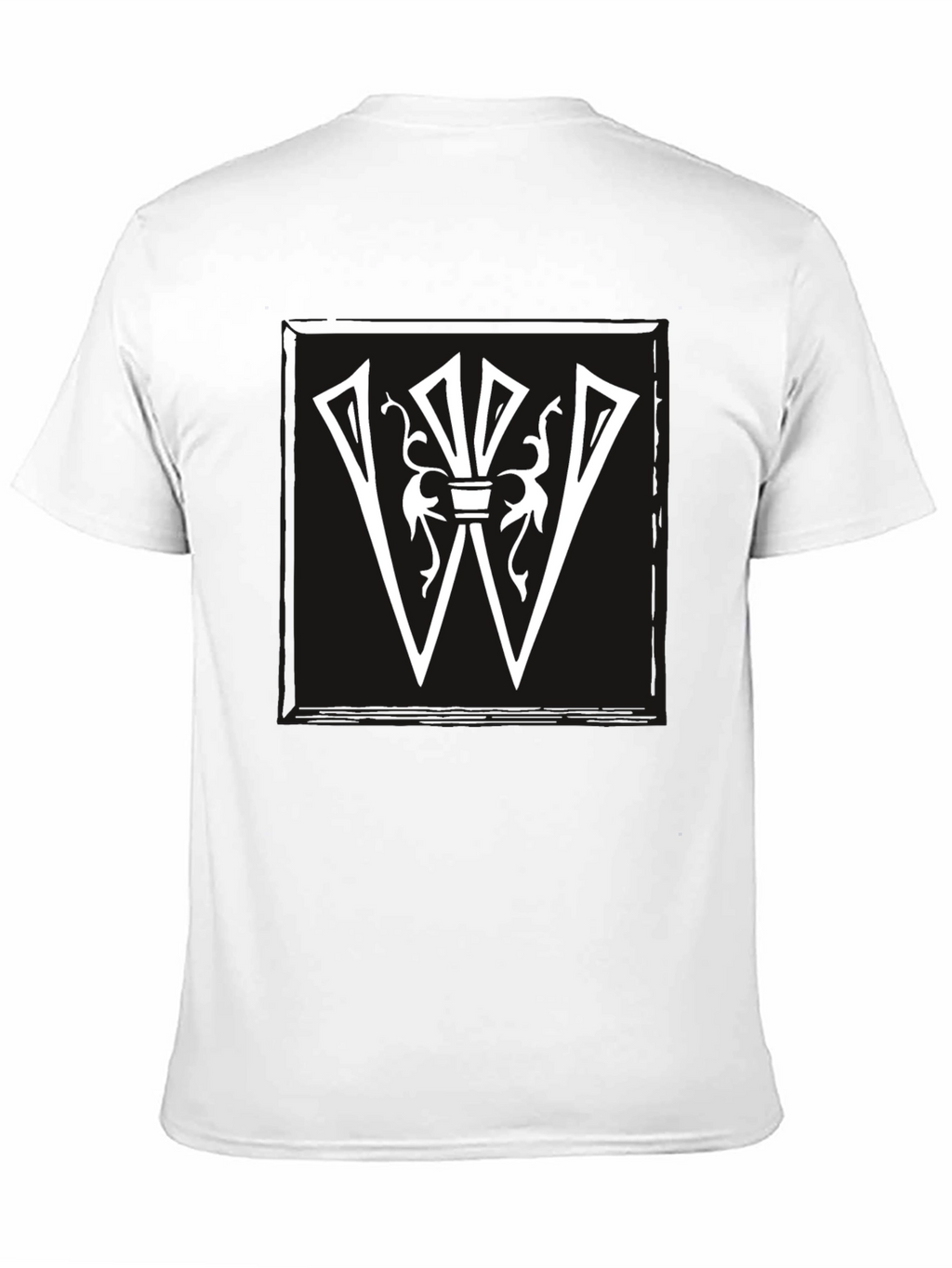 Graphic Tee: White Letter W Design on Black Shirt