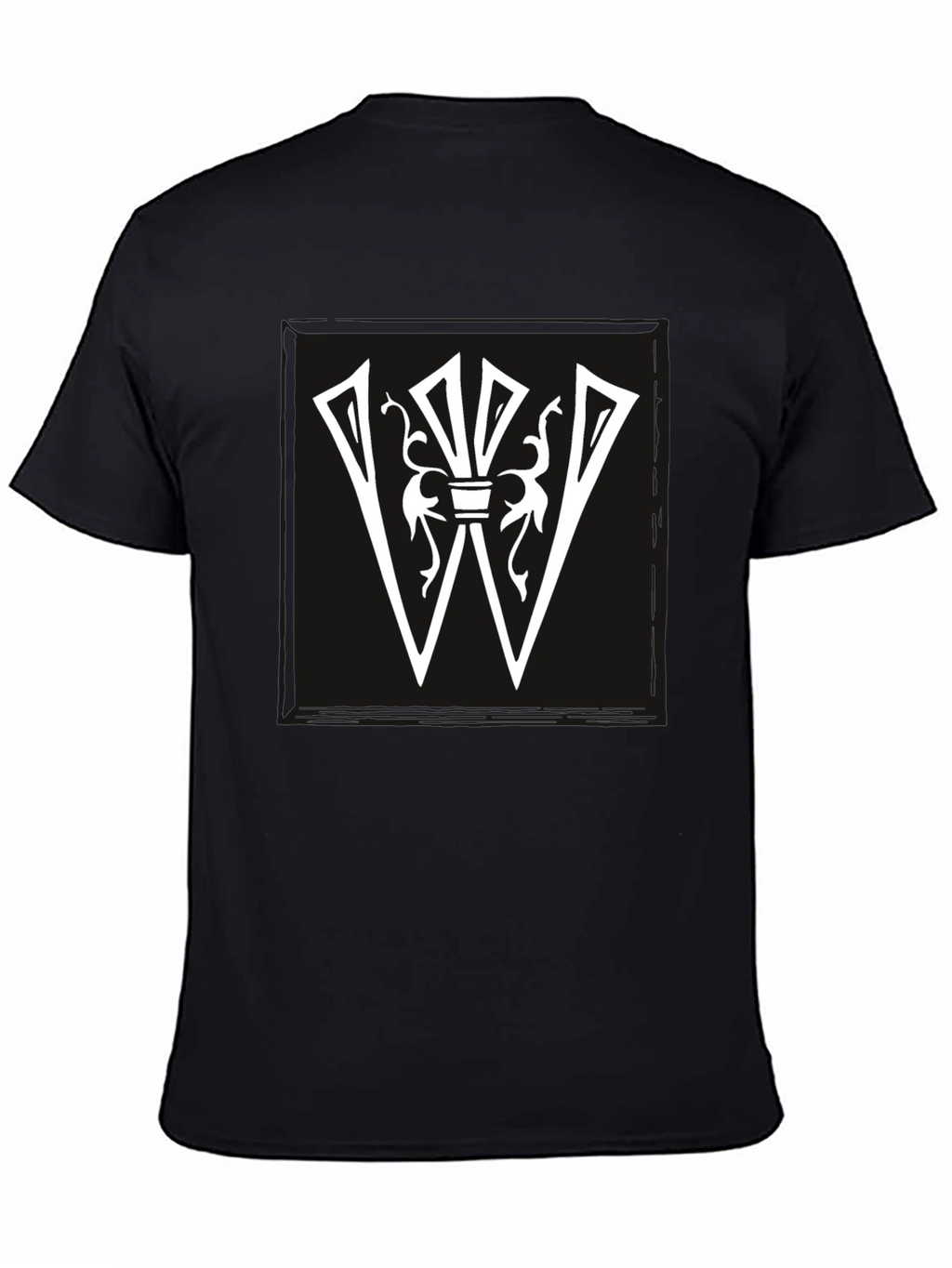 Graphic Tee: White Letter W Design on Black Shirt