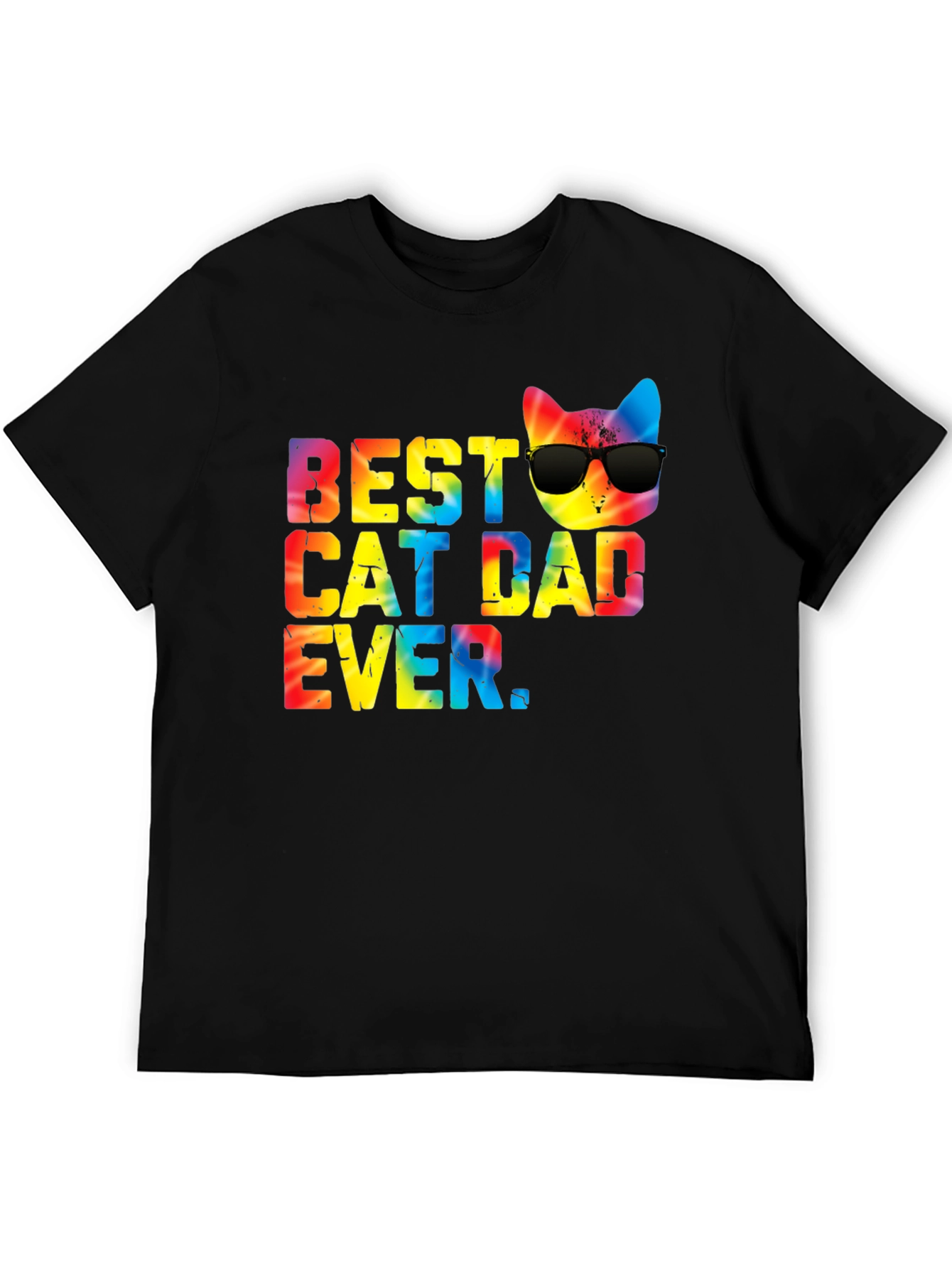Best Cat Dad Ever Tie Dye Graphic Tee