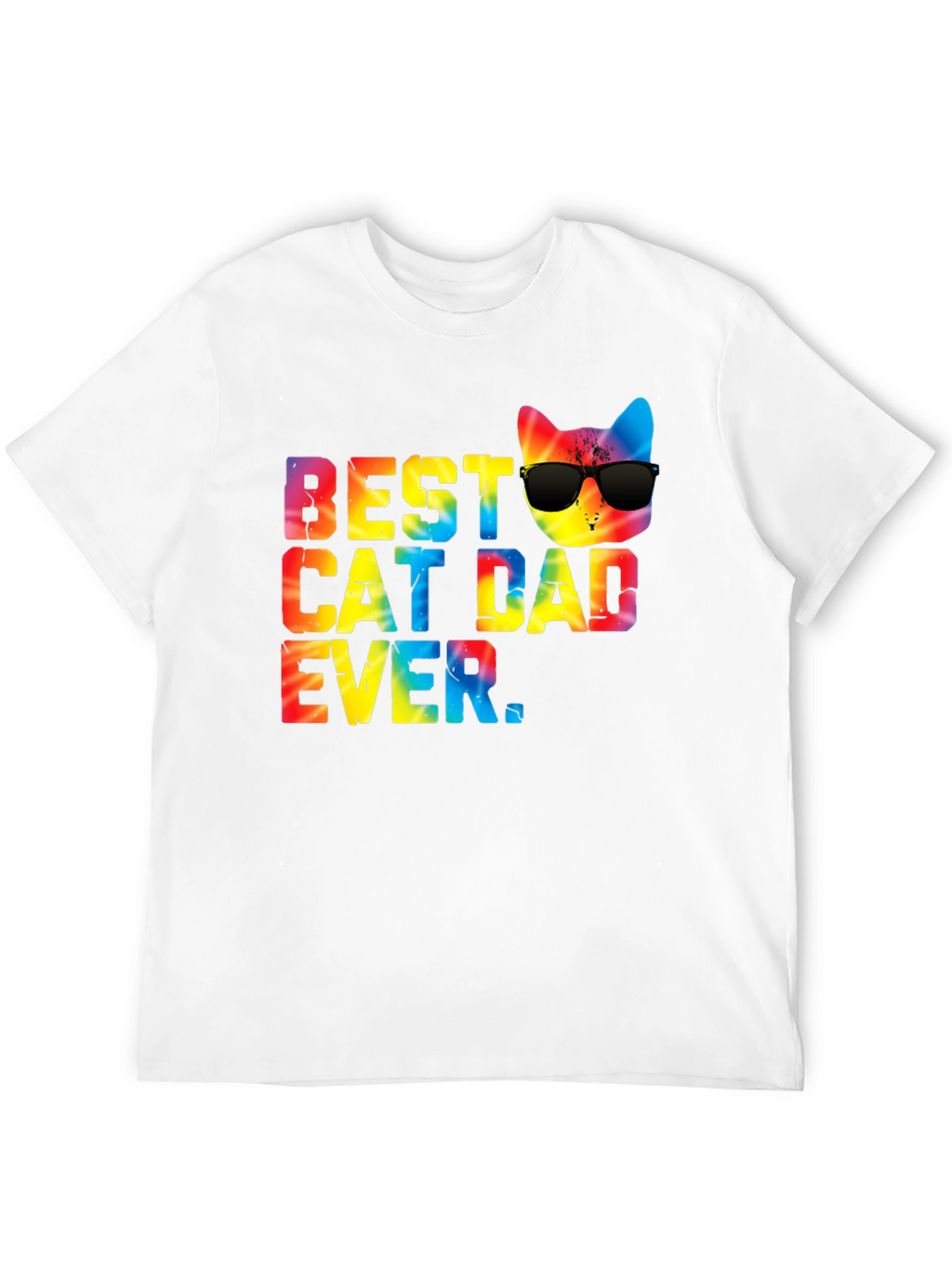 Best Cat Dad Ever Tie Dye Graphic Tee
