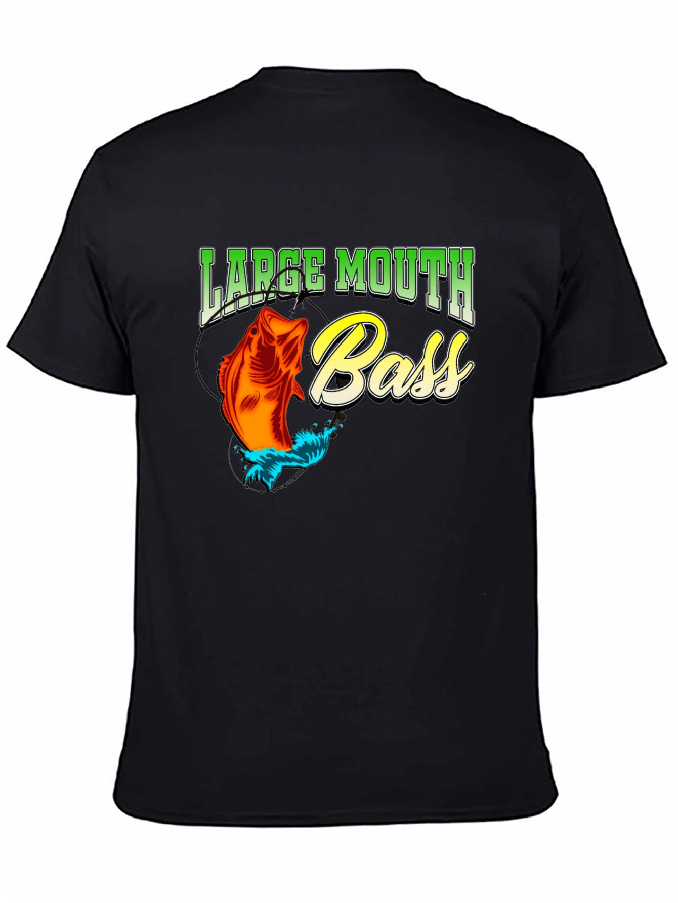 Large Mouth Bass Fishing T-Shirt - Black