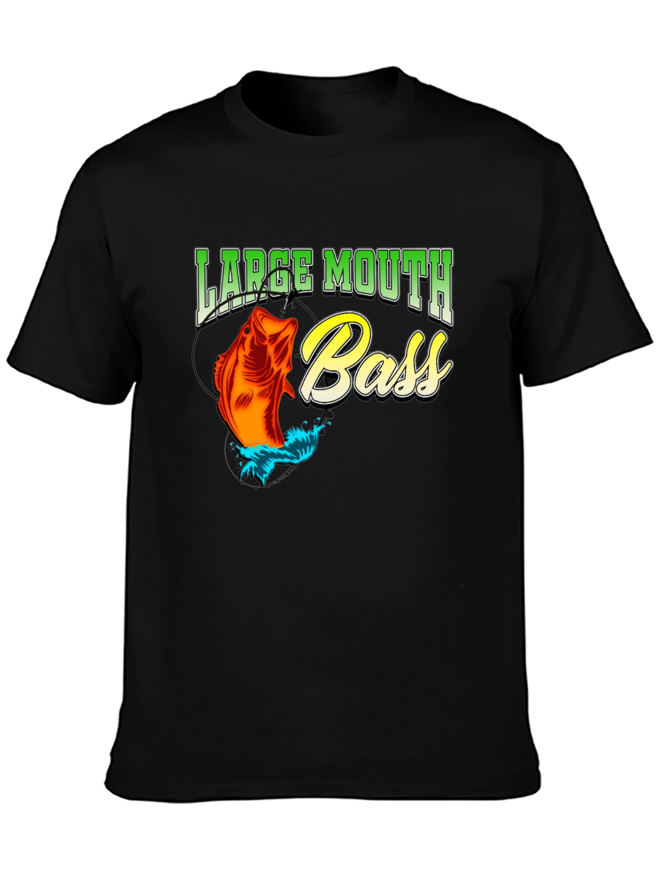 Large Mouth Bass Fishing T-Shirt - Black