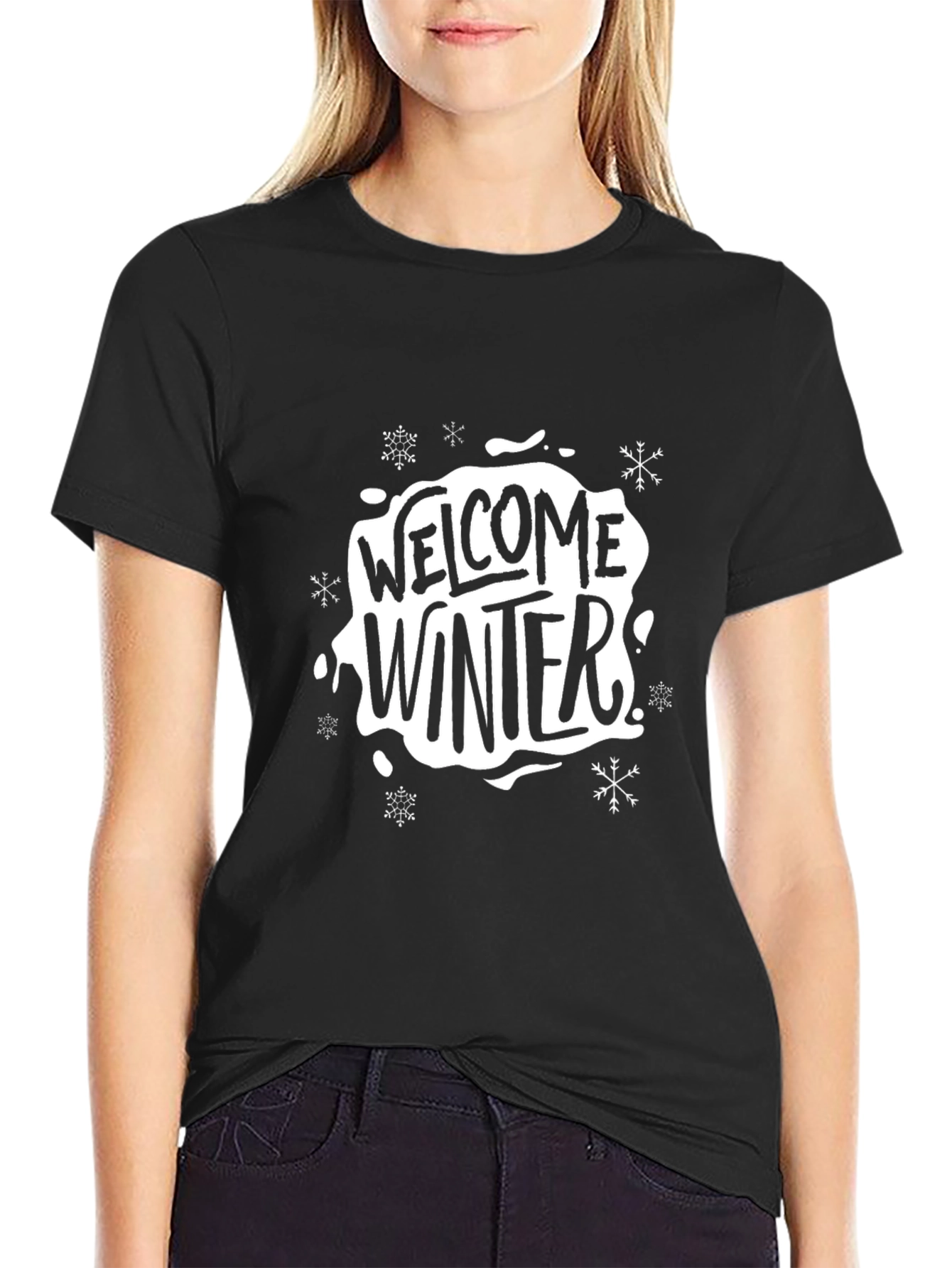 Welcome Winter Black Graphic Tee