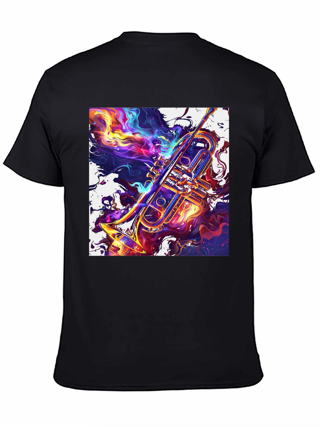 Abstract Trumpet Graphic T-Shirt - Vivid Musical Art Tee