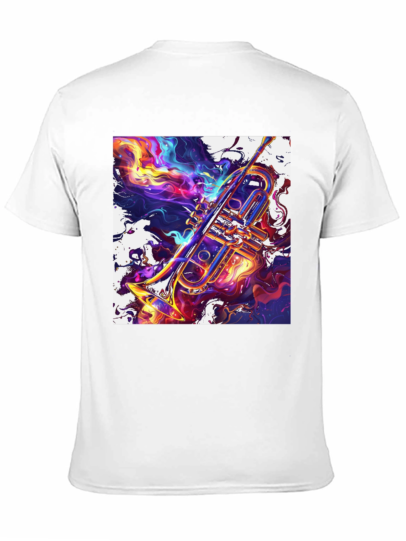 Abstract Trumpet Graphic T-Shirt - Vivid Musical Art Tee