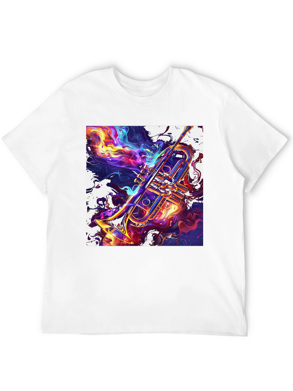 Abstract Trumpet Graphic T-Shirt - Vivid Musical Art Tee