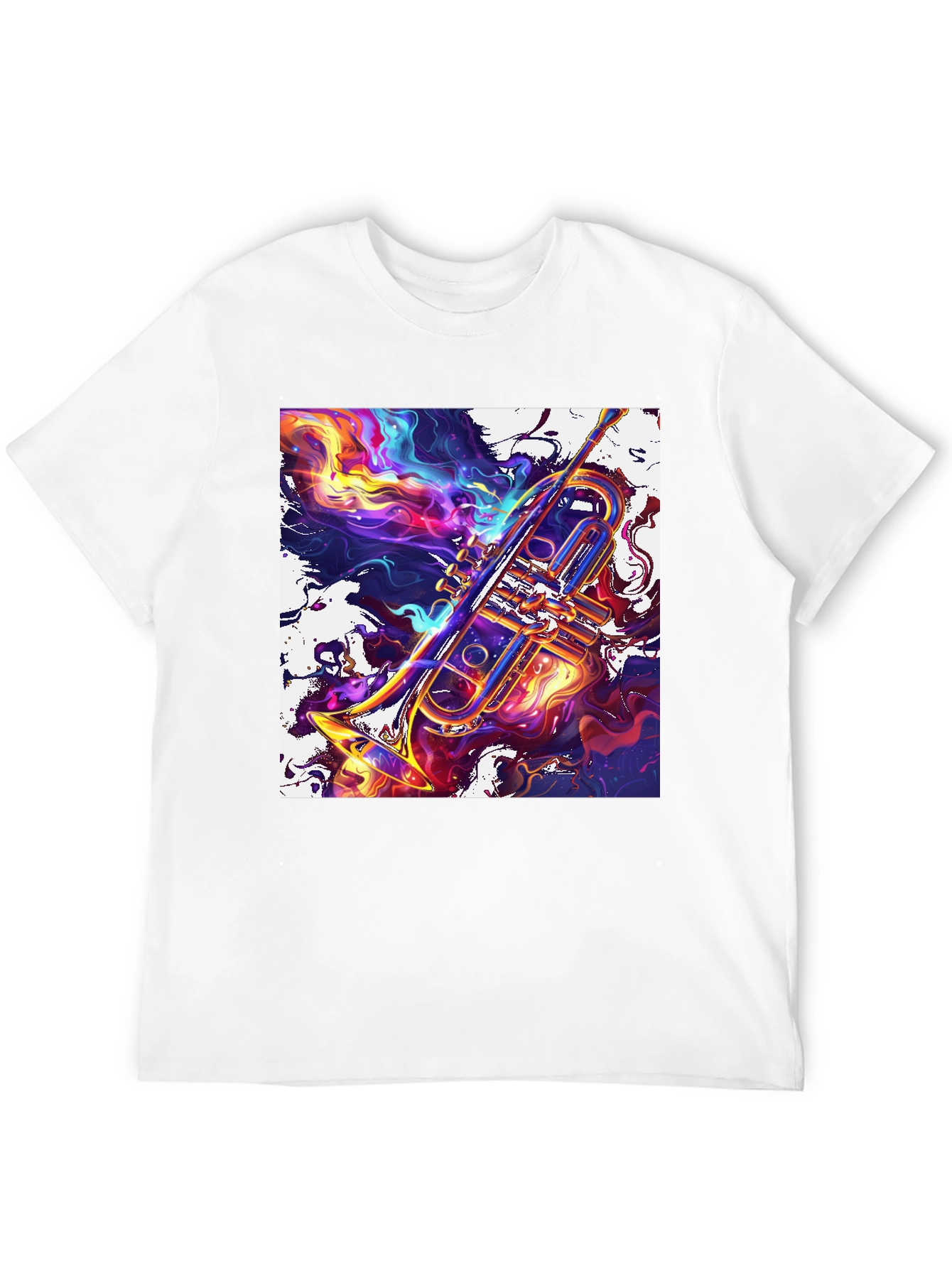 Abstract Trumpet Graphic T-Shirt - Vivid Musical Art Tee