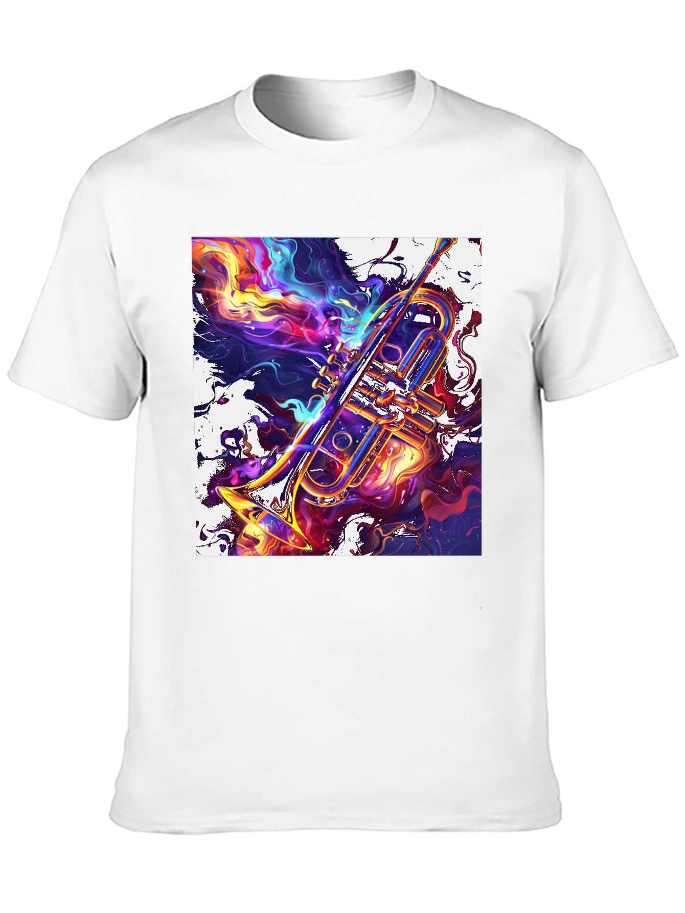 Abstract Trumpet Graphic T-Shirt - Vivid Musical Art Tee