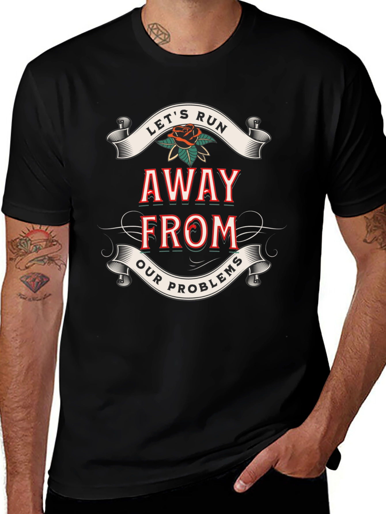 Lets Run Away T-Shirt - Bold Graphic Tee