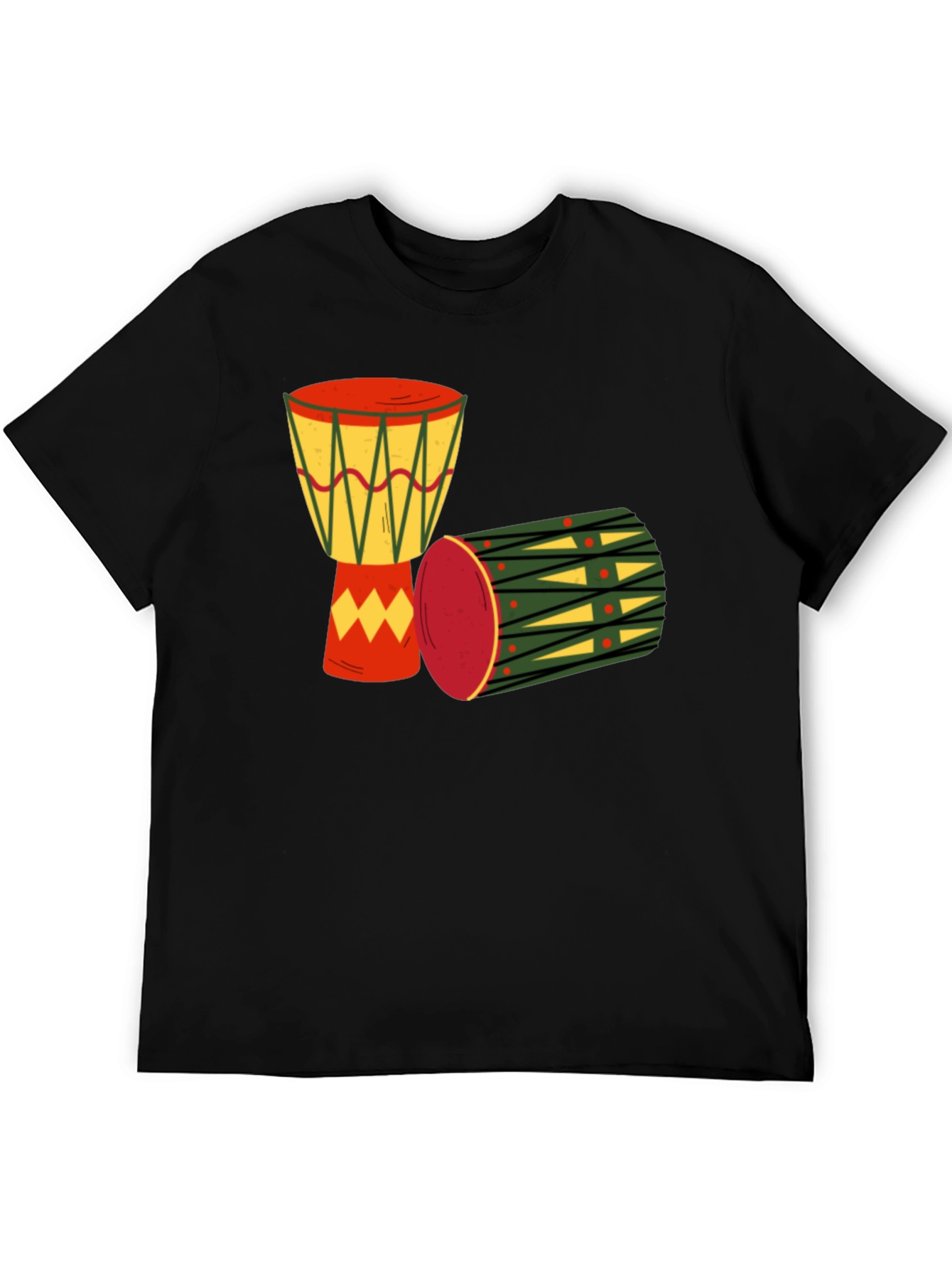 Drums Graphic Tee - Black Cotton T-Shirt