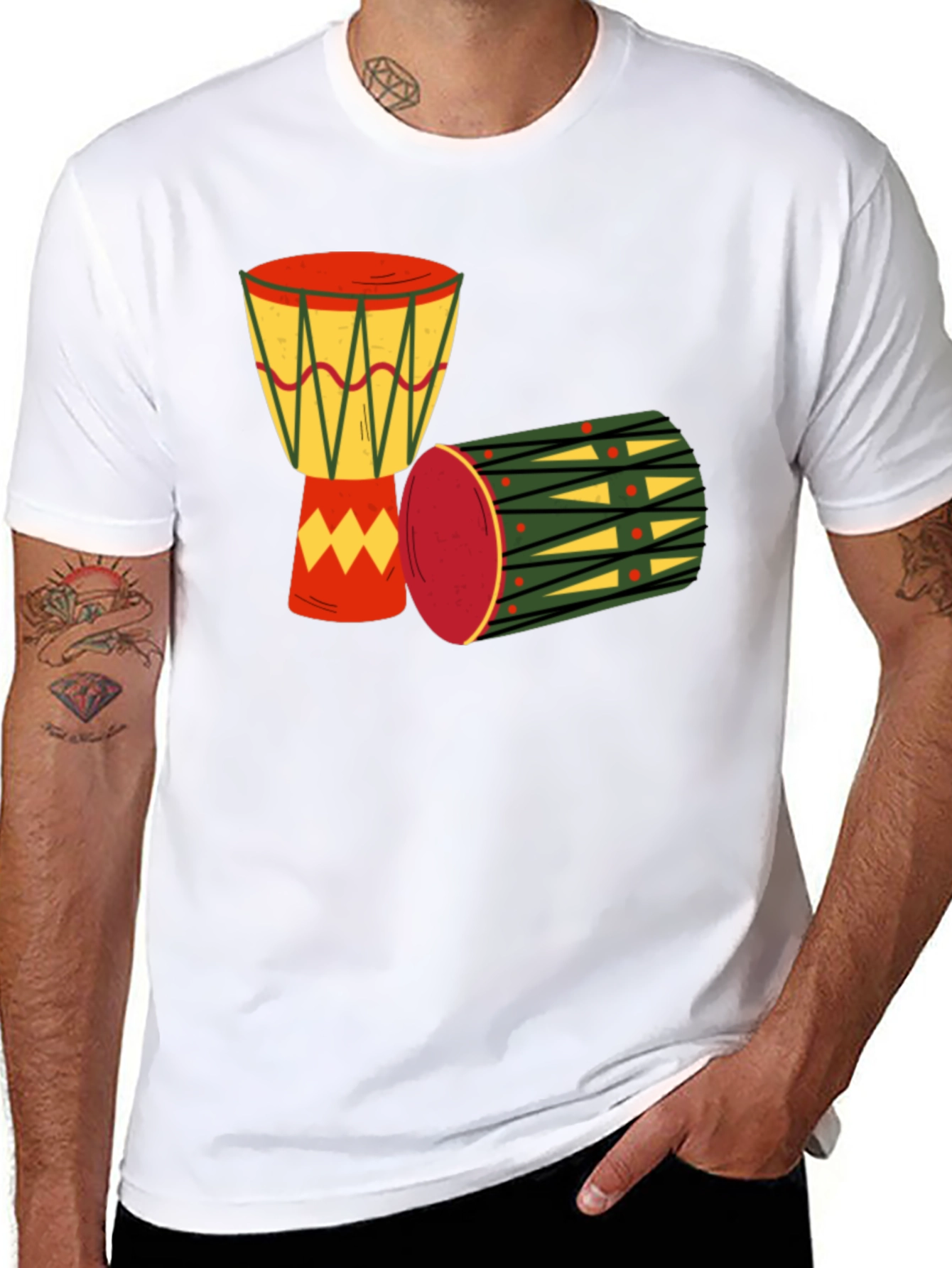 Drums Graphic Tee - Black Cotton T-Shirt