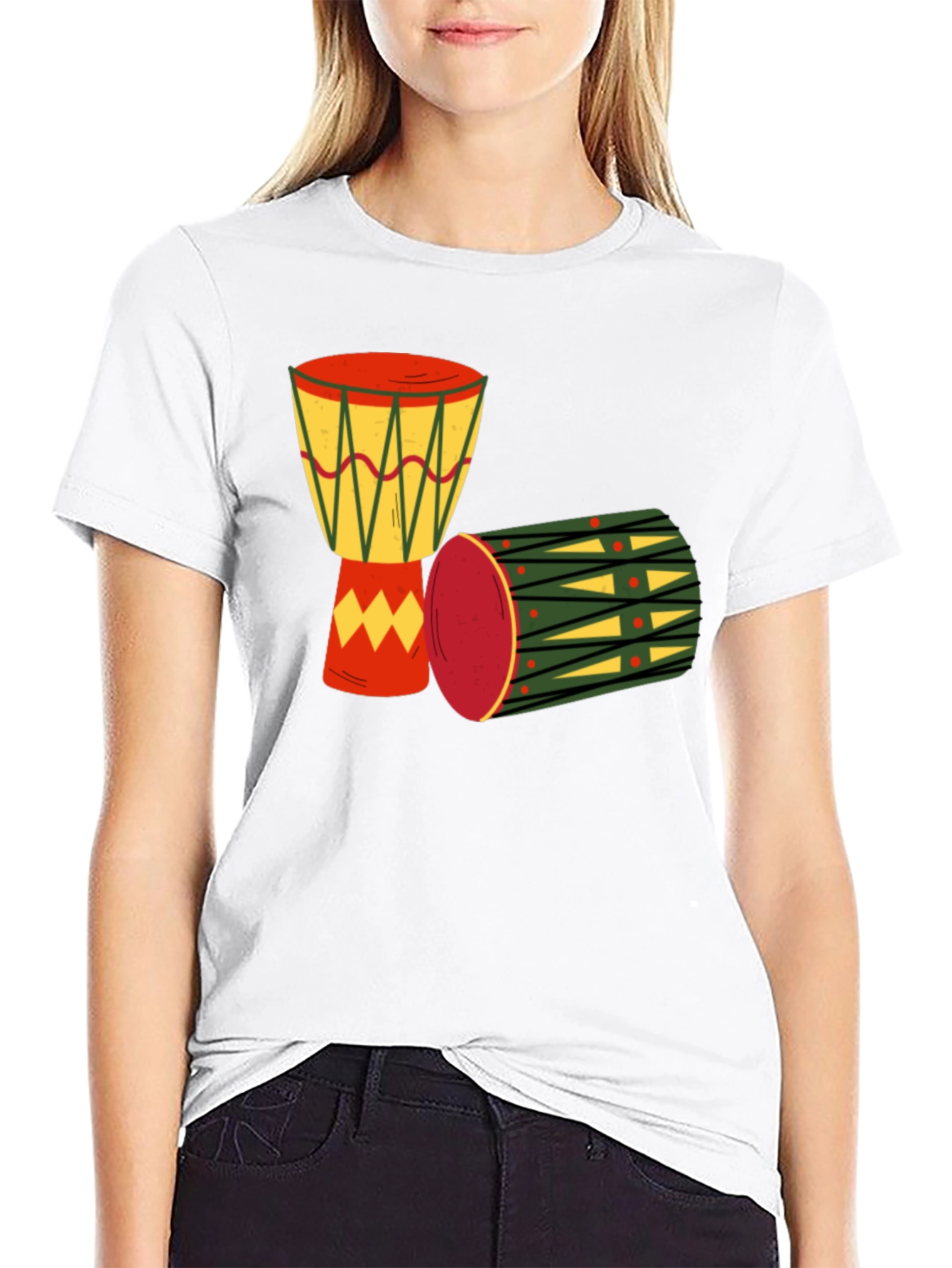 Drums Graphic Tee - Black Cotton T-Shirt
