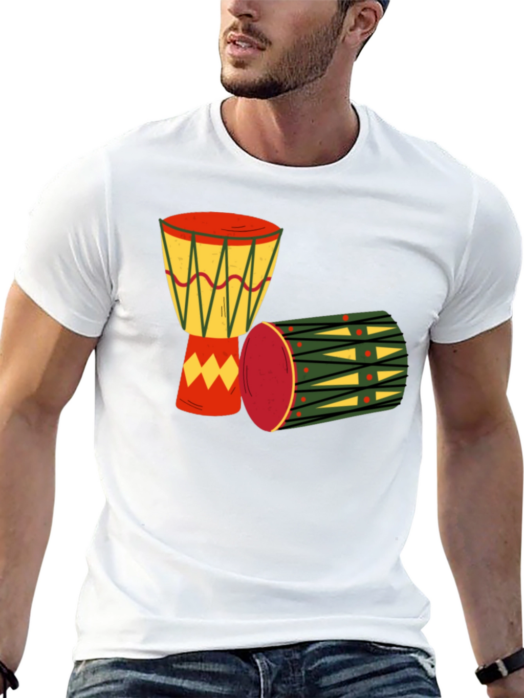 Drums Graphic Tee - Black Cotton T-Shirt