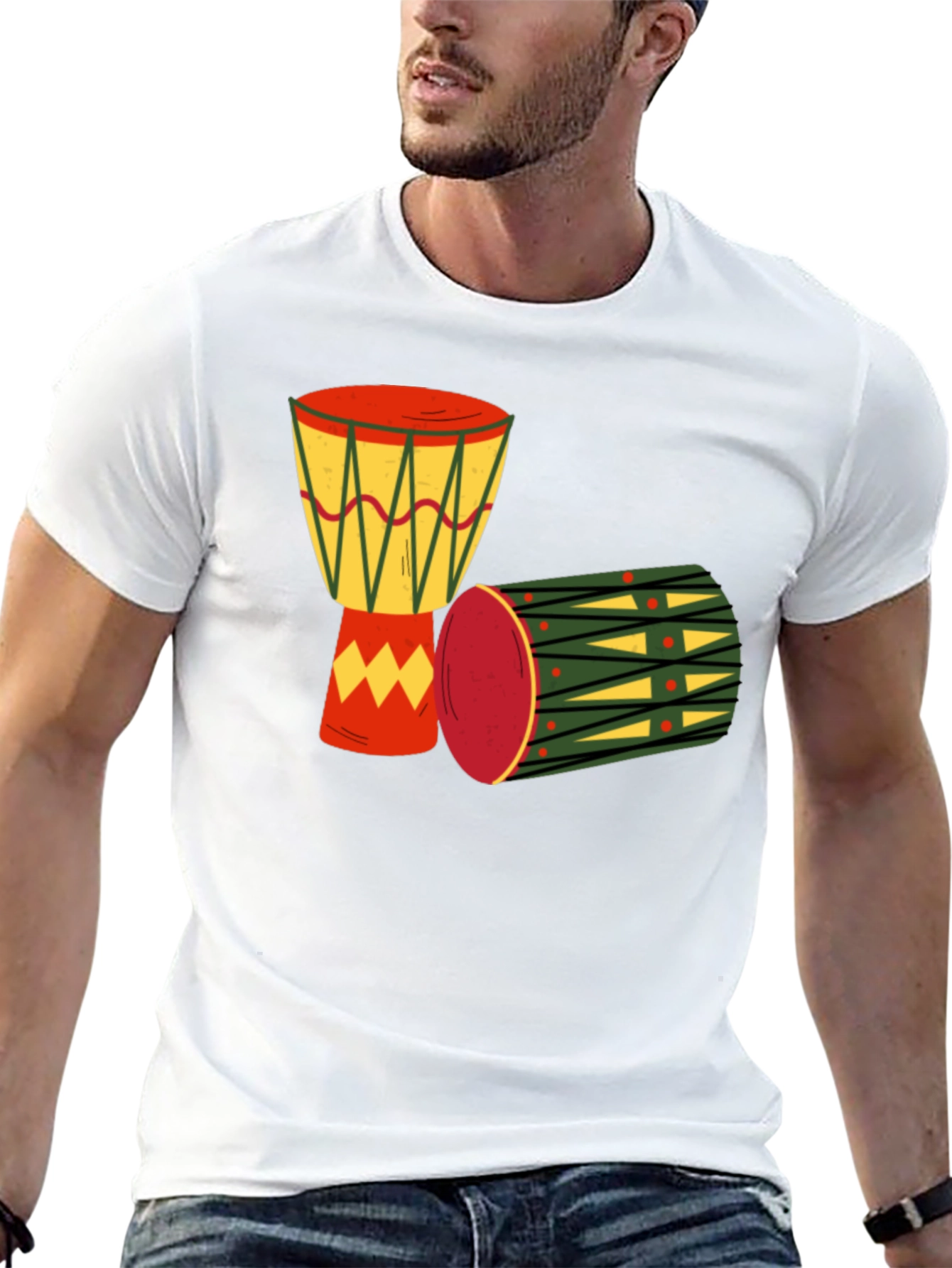 Drums Graphic Tee - Black Cotton T-Shirt
