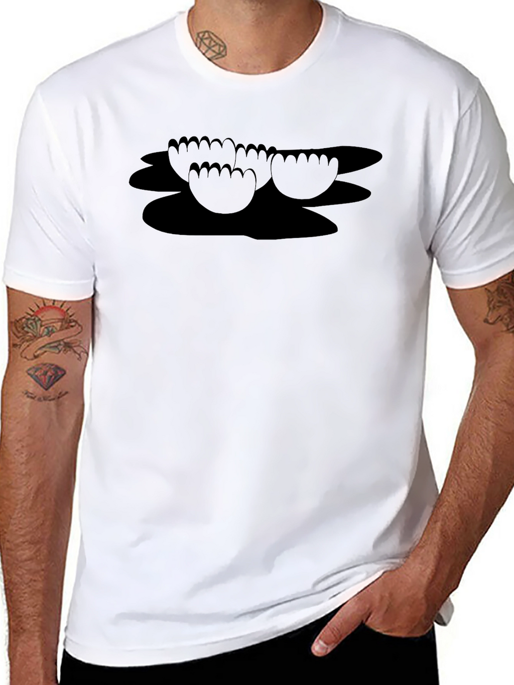 Black Funny Feet Graphic T-Shirt
