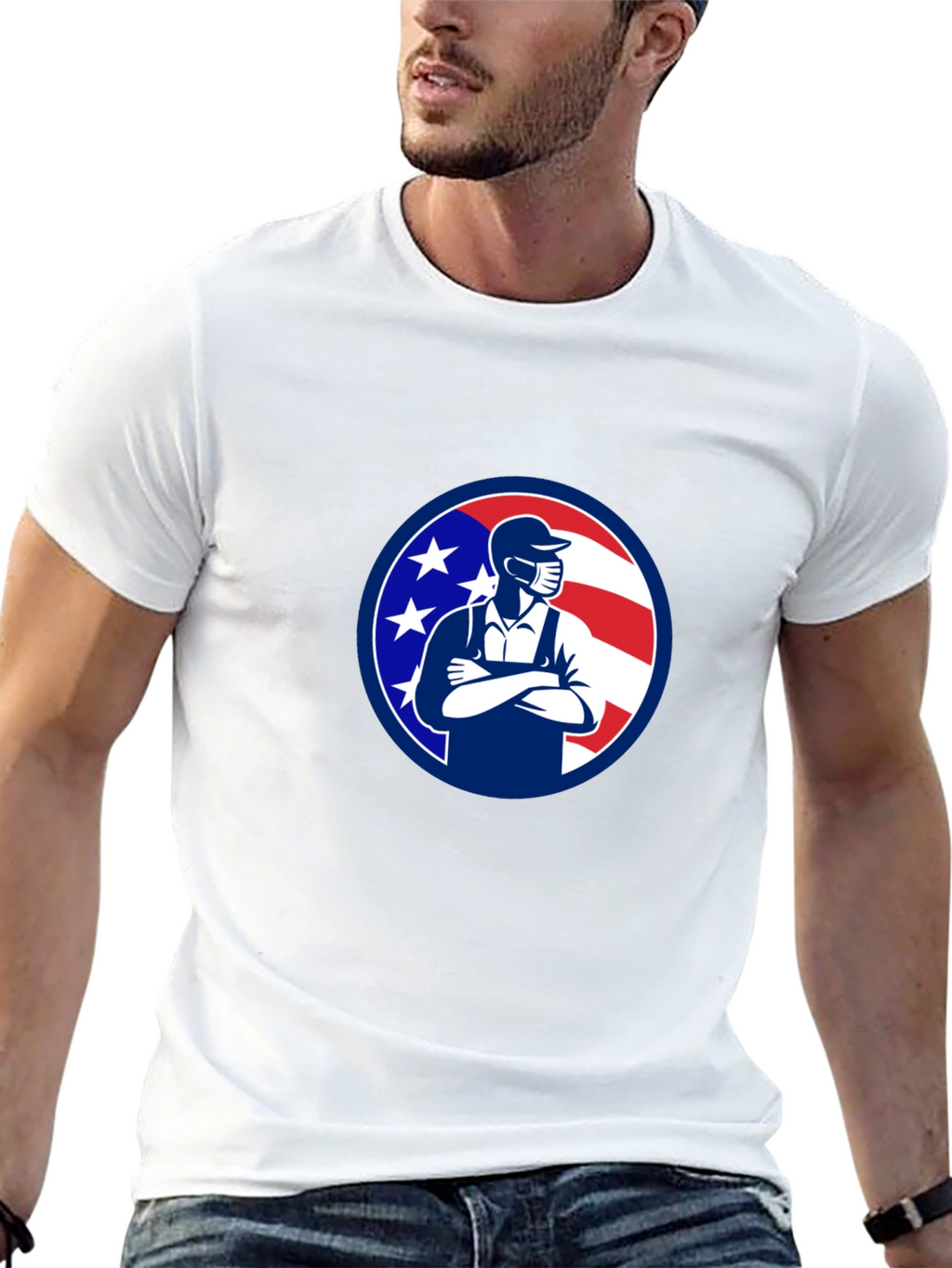 Patriotic Mechanic T-Shirt - USA Worker Design