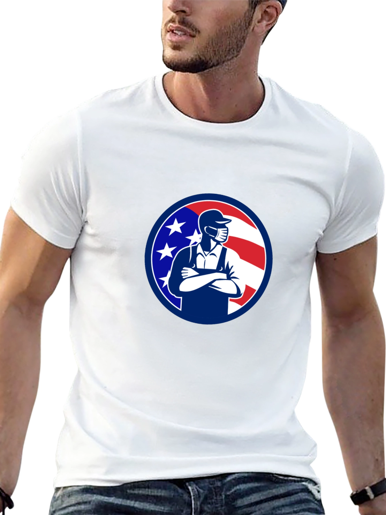 Patriotic Mechanic T-Shirt - USA Worker Design