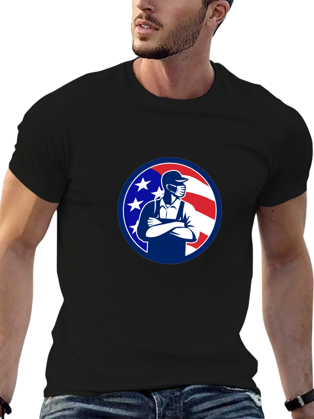 Patriotic Mechanic T-Shirt - USA Worker Design