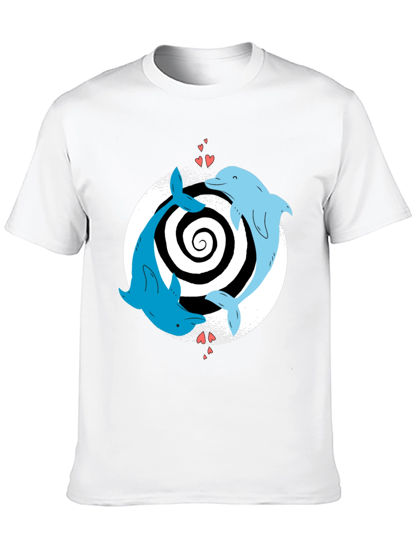 Dolphin Love Yin Yang T-Shirt - Black Casual Tee