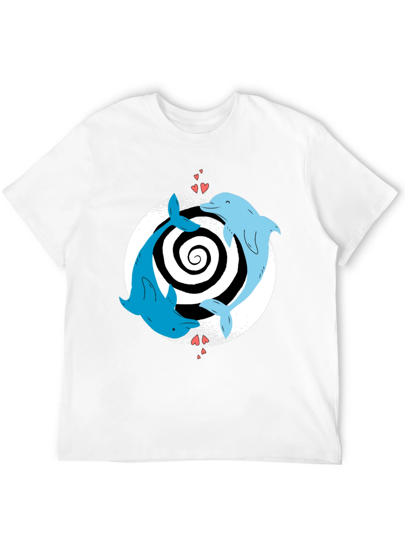 Dolphin Love Yin Yang T-Shirt - Black Casual Tee