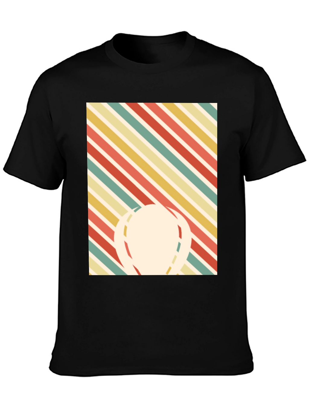 Retro Striped Graphic Tee - Mens Black T-Shirt