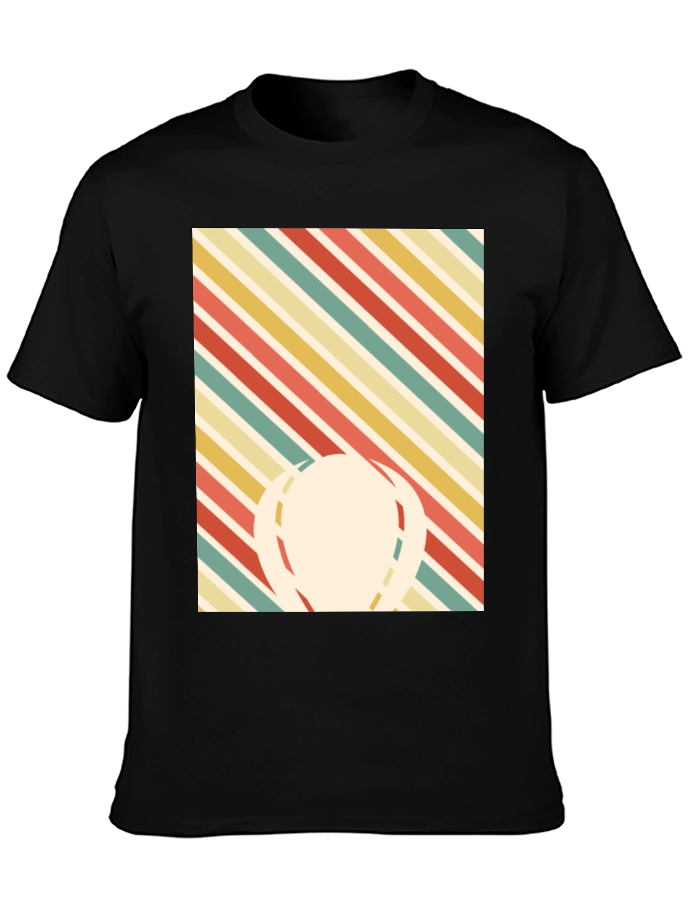 Retro Striped Graphic Tee - Mens Black T-Shirt