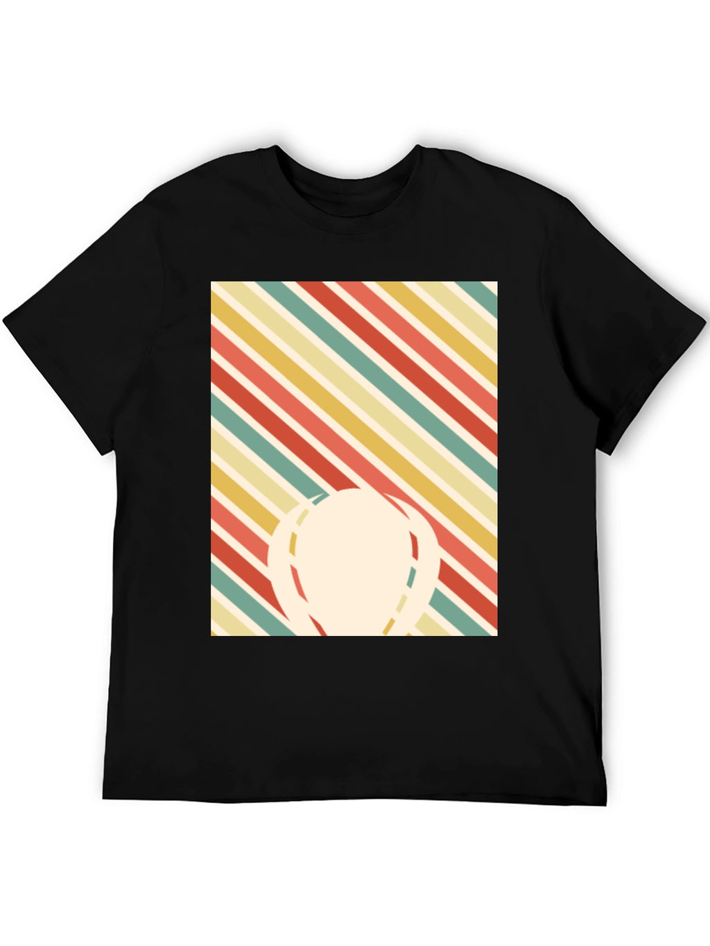 Retro Striped Graphic Tee - Mens Black T-Shirt