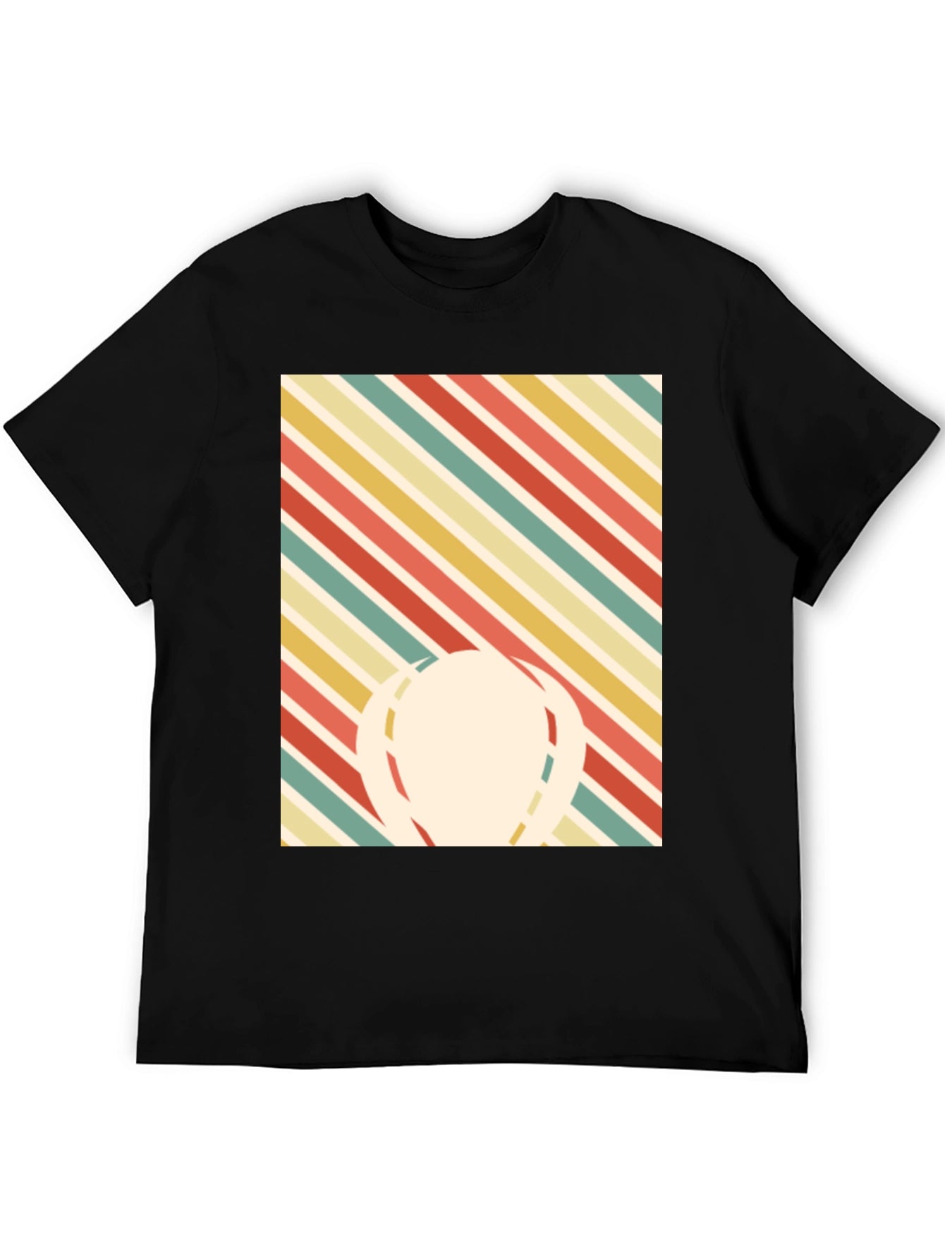 Retro Striped Graphic Tee - Mens Black T-Shirt