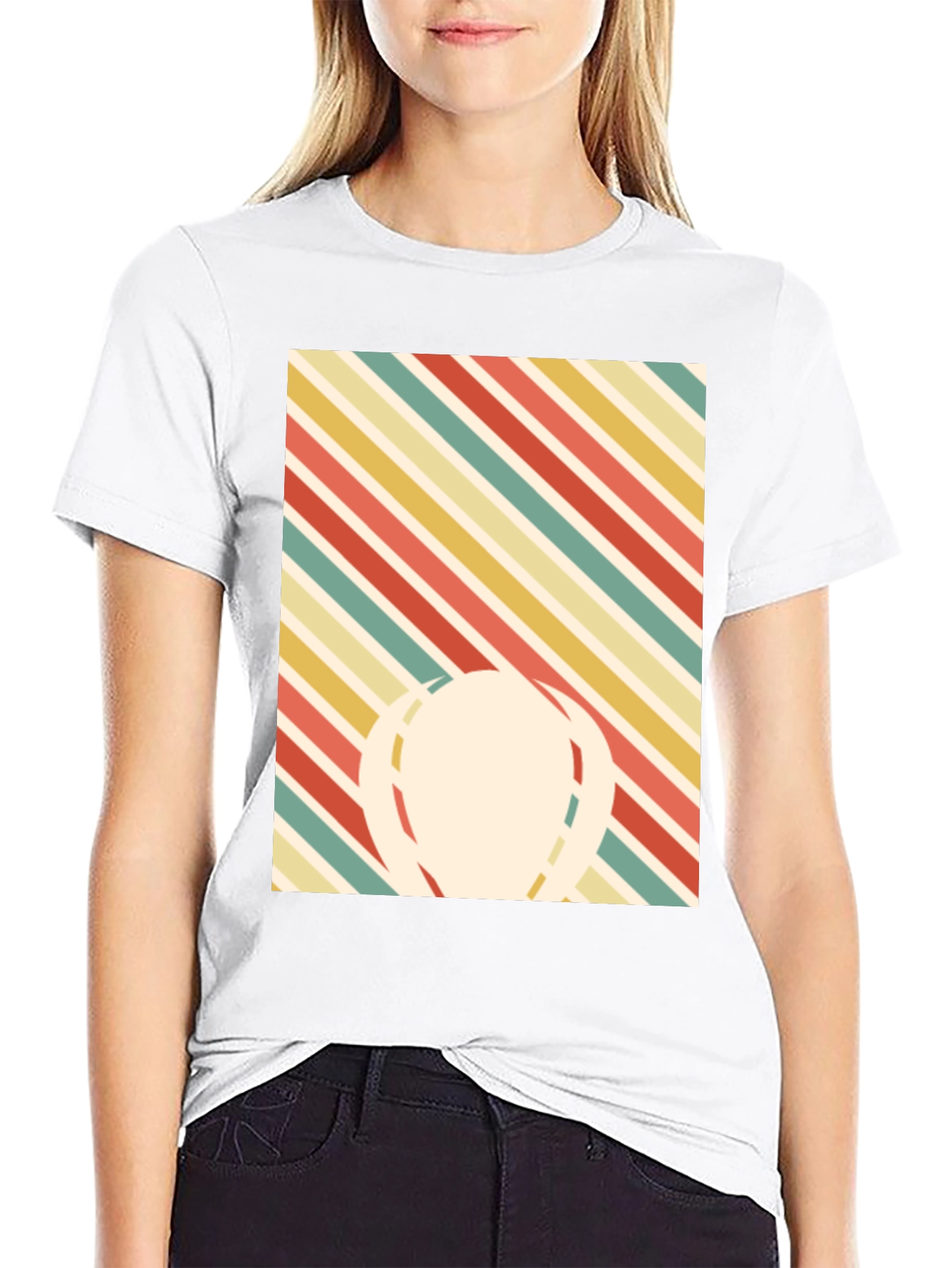 Retro Striped Graphic Tee - Mens Black T-Shirt