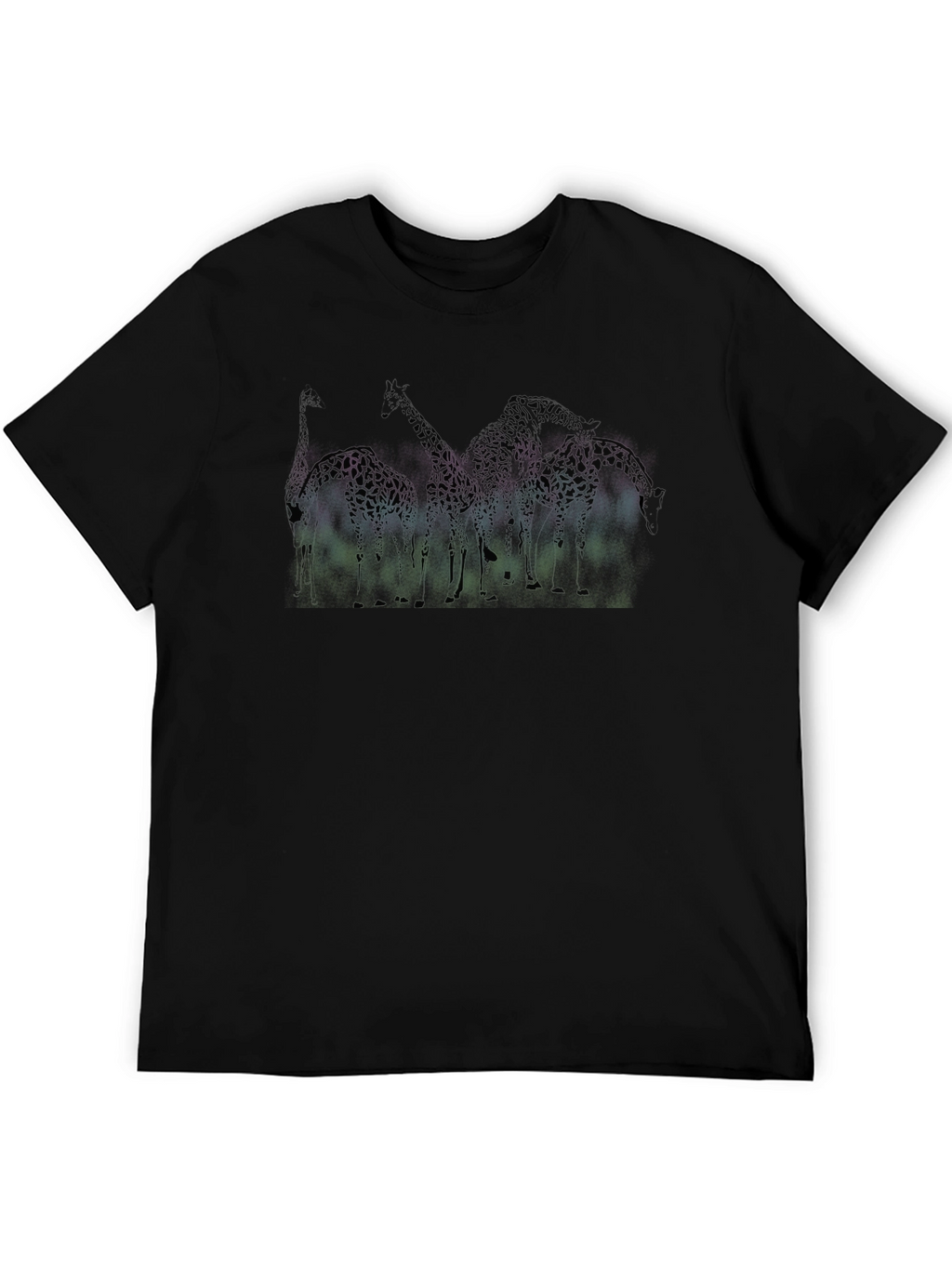 Giraffe Silhouette Graphic Black T-Shirt