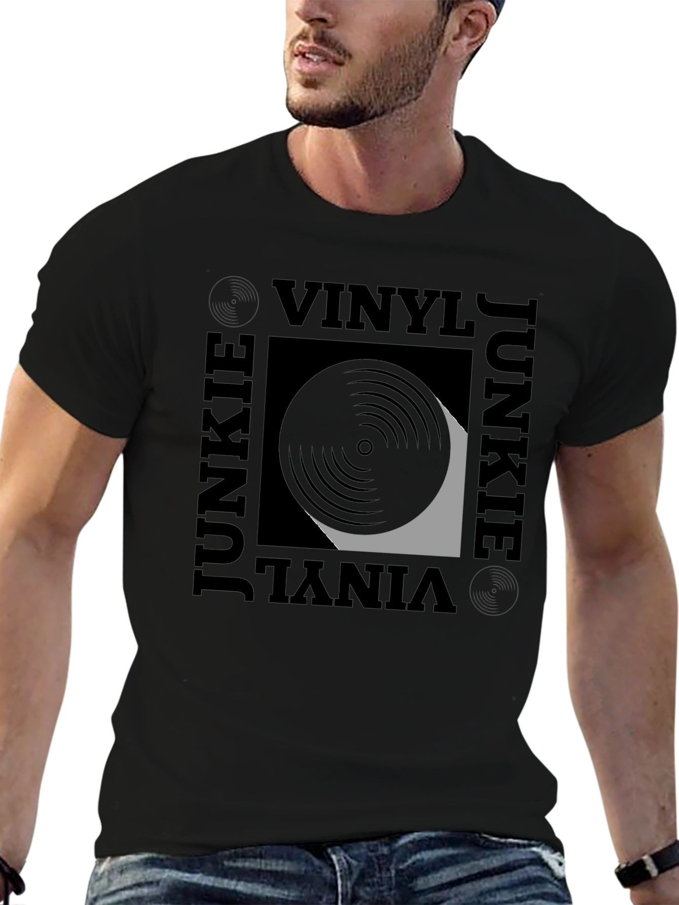 Vinyl Junkie Graphic Tee - Black T-Shirt