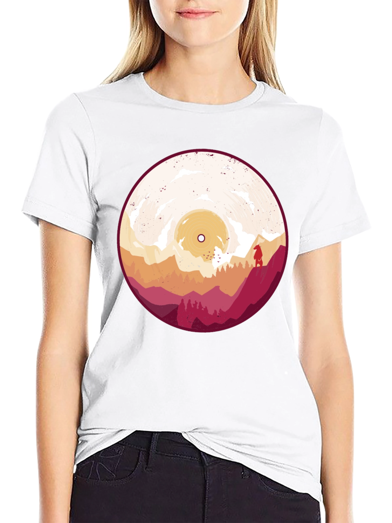 Retro Vinyl Record Landscape Graphic Tee