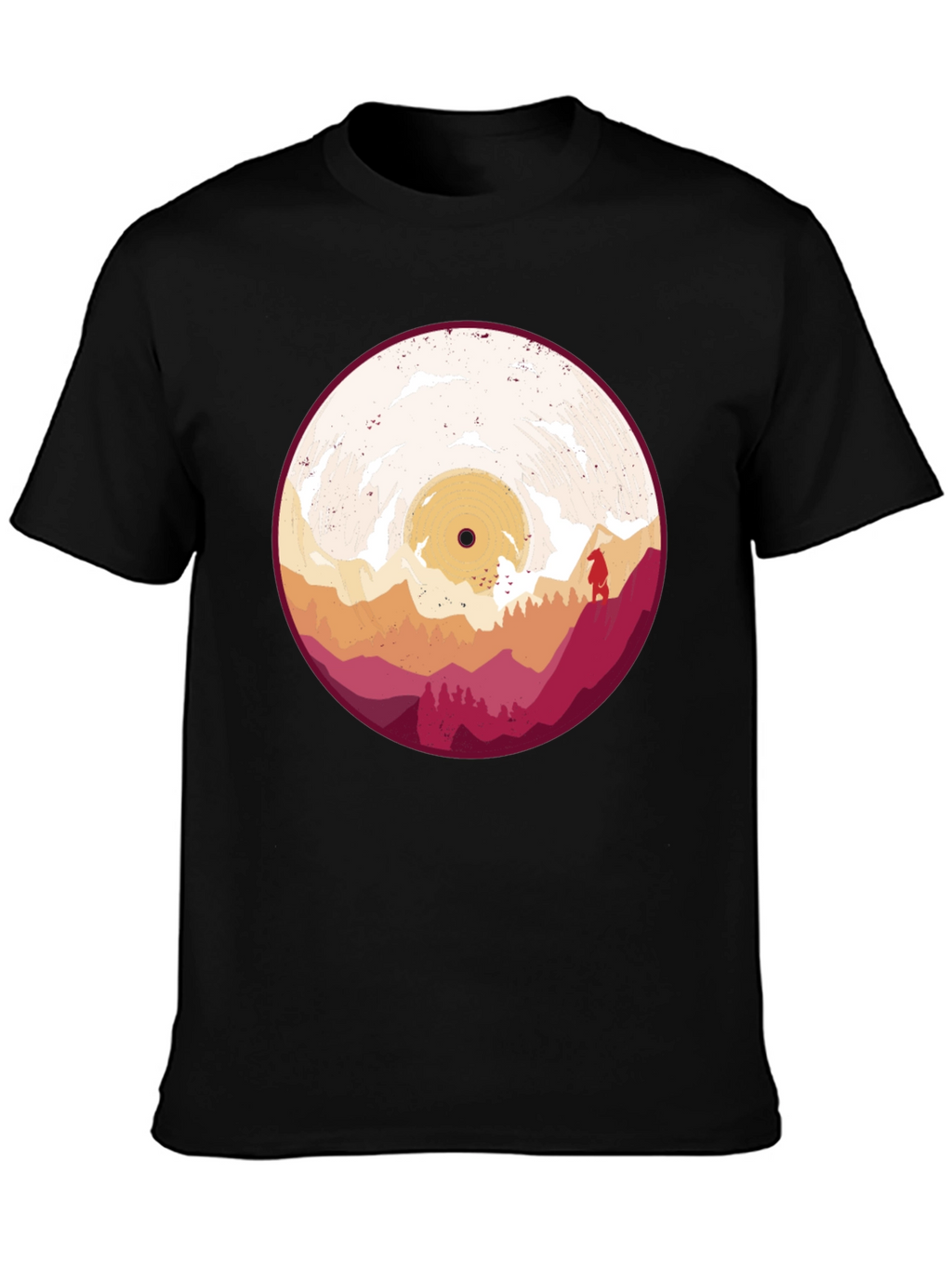 Retro Vinyl Record Landscape Graphic Tee