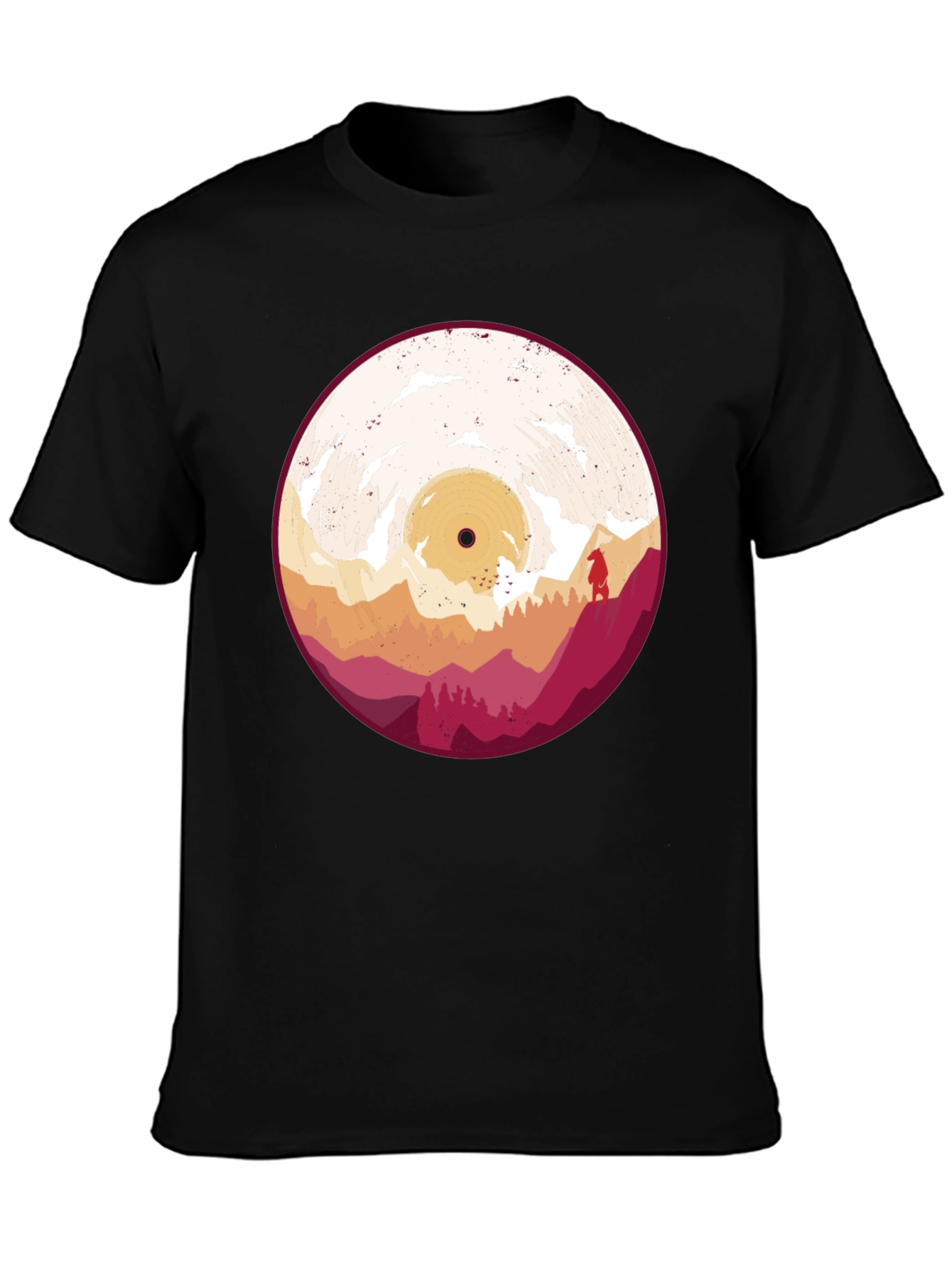 Retro Vinyl Record Landscape Graphic Tee