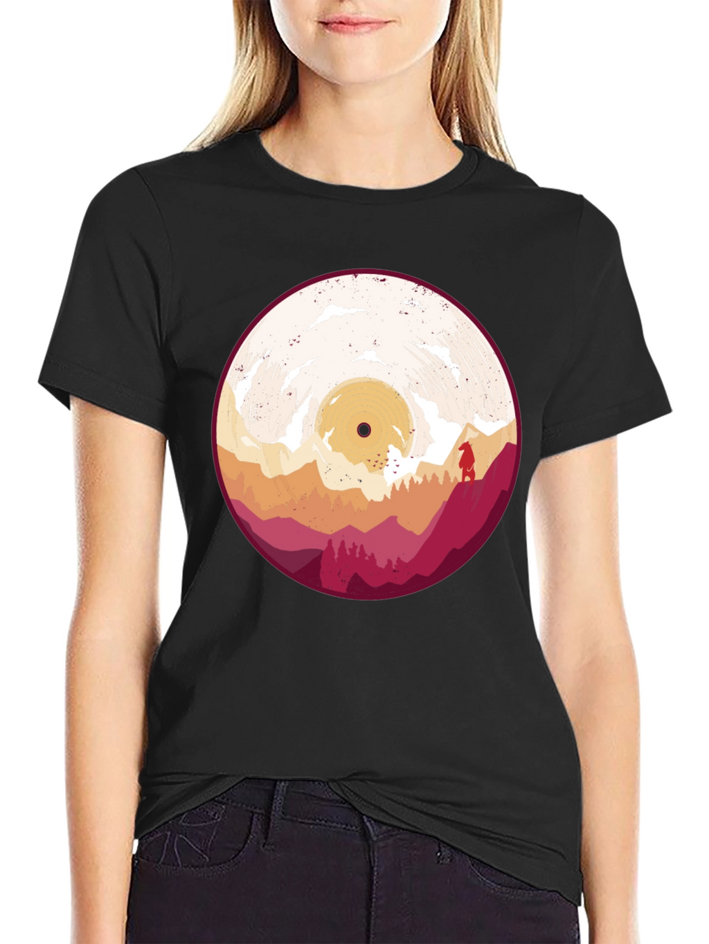 Retro Vinyl Record Landscape Graphic Tee