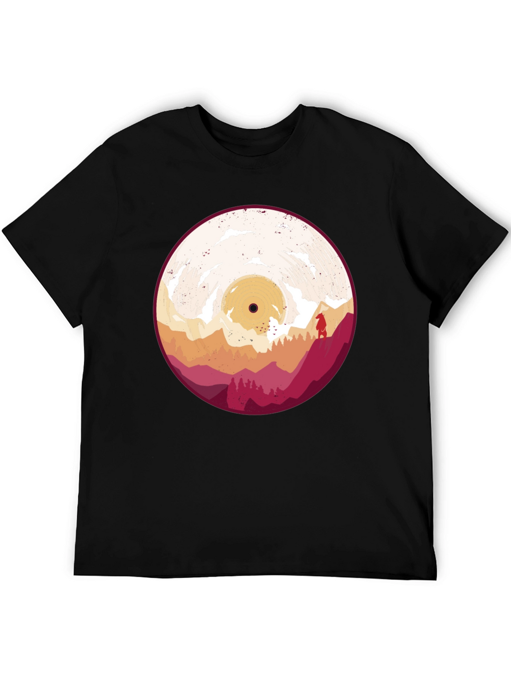 Retro Vinyl Record Landscape Graphic Tee