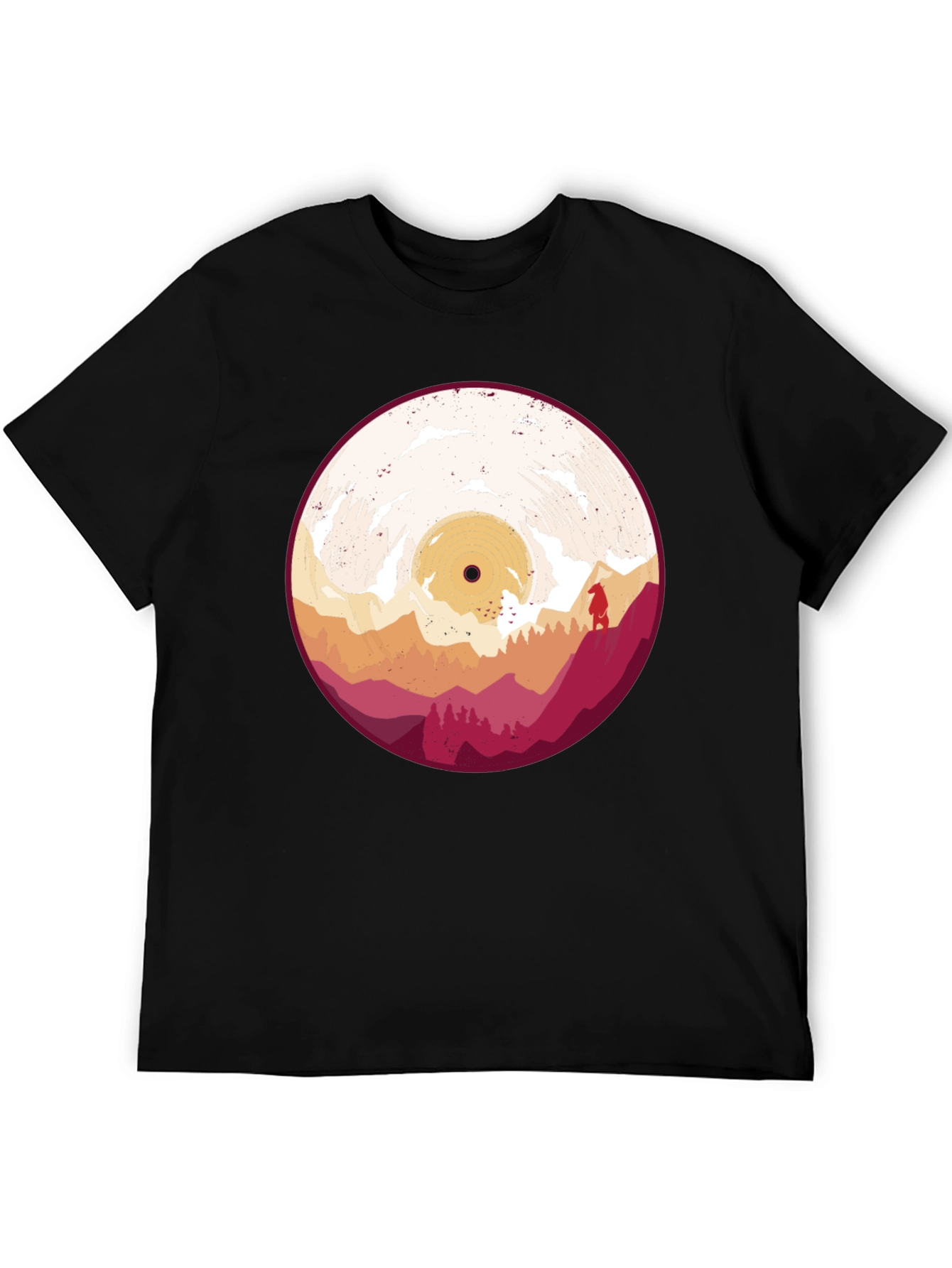 Retro Vinyl Record Landscape Graphic Tee